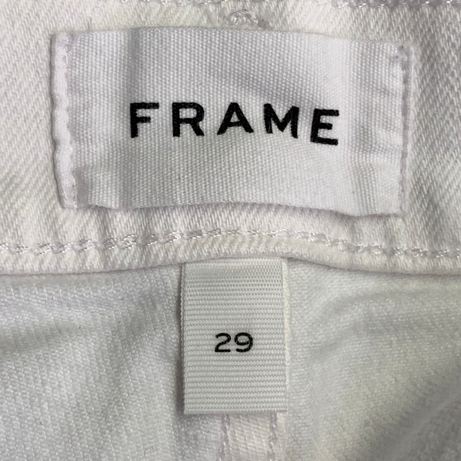 Frame FRAME Rips White Twill Cotton Distressed Low Rise Skinny Size US 29 - 5 Thumbnail