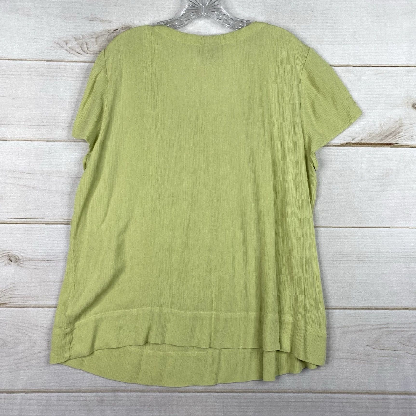 J. Jill J. Jill Womens Top XL Green Pleated Short Cap Sleeve Rayon Blouse Size XL / US 12-14 / IT 48-50 - 8 Thumbnail
