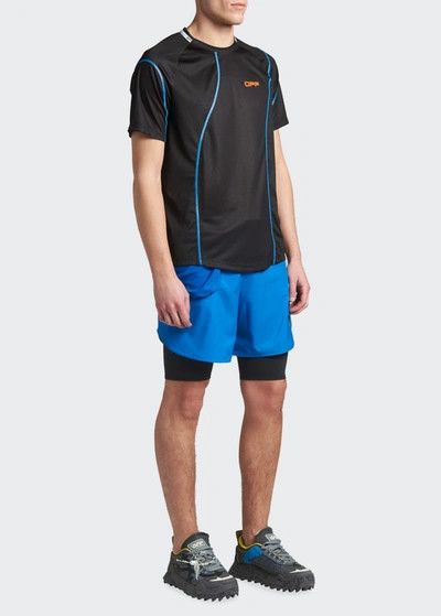 Off-White o1gr1nt1124 Active Logo Mesh T-Shirt in Black & Orange Size US XS / EU 42 / 0 - 2 Thumbnail