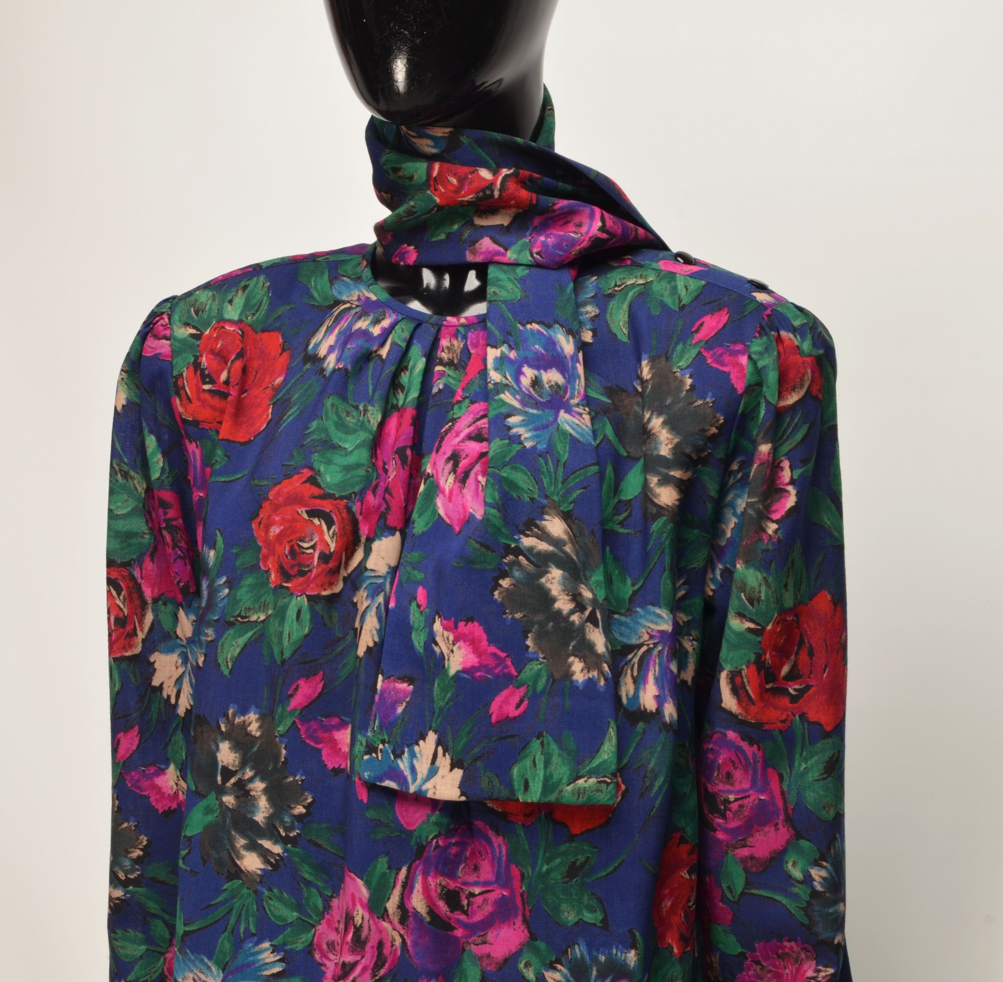 Ungaro Paris Vintage Ungaro Ter Floral Pussy Bow Secretary Midi Dress Size M / US 6-8 / IT 42-44 - 2 Thumbnail
