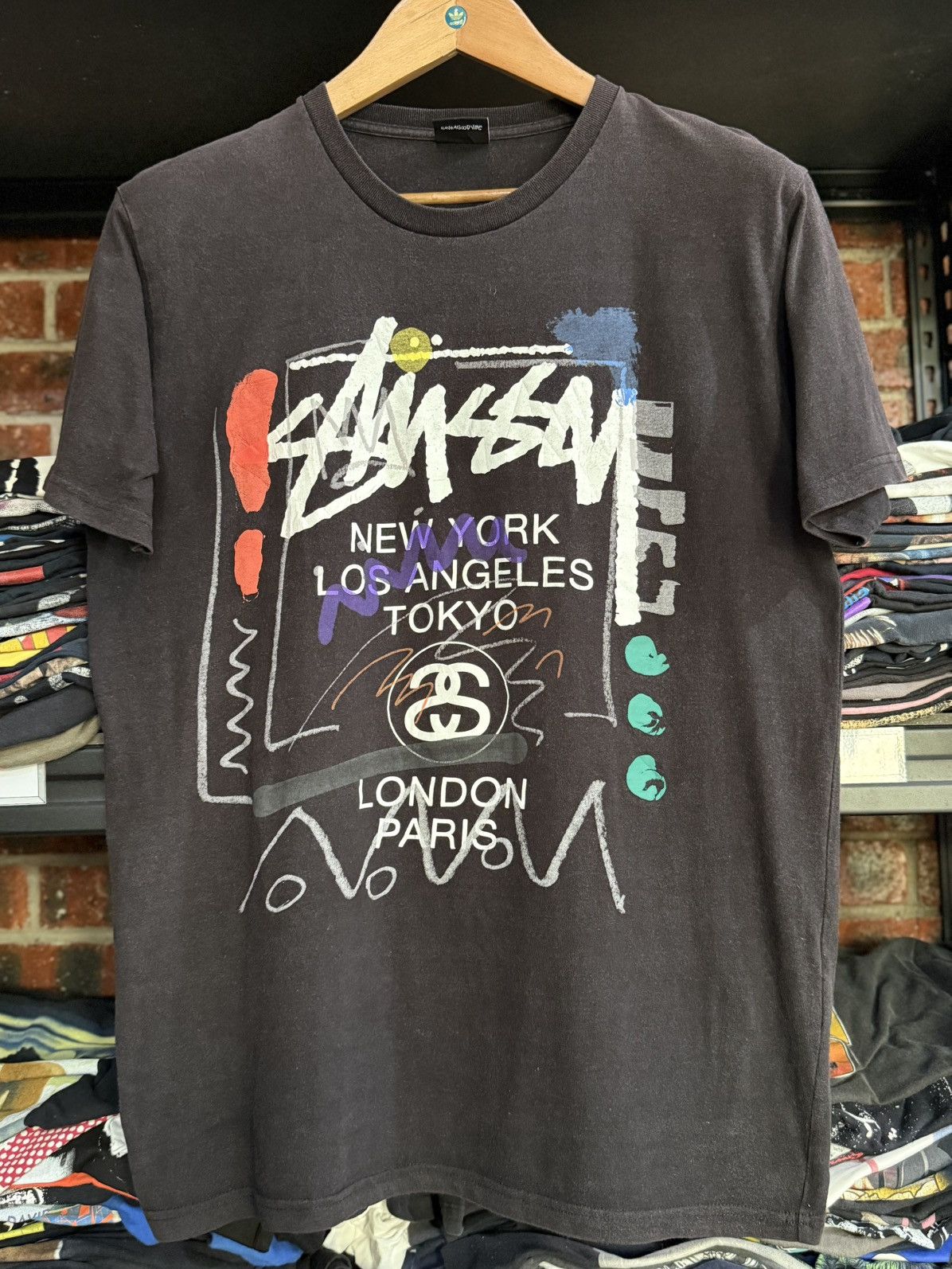 Stussy Thrashed Stussy Tour Backhit Sun Faded Tee Size US M / EU 48-50 / 2 - 1 Thumbnail