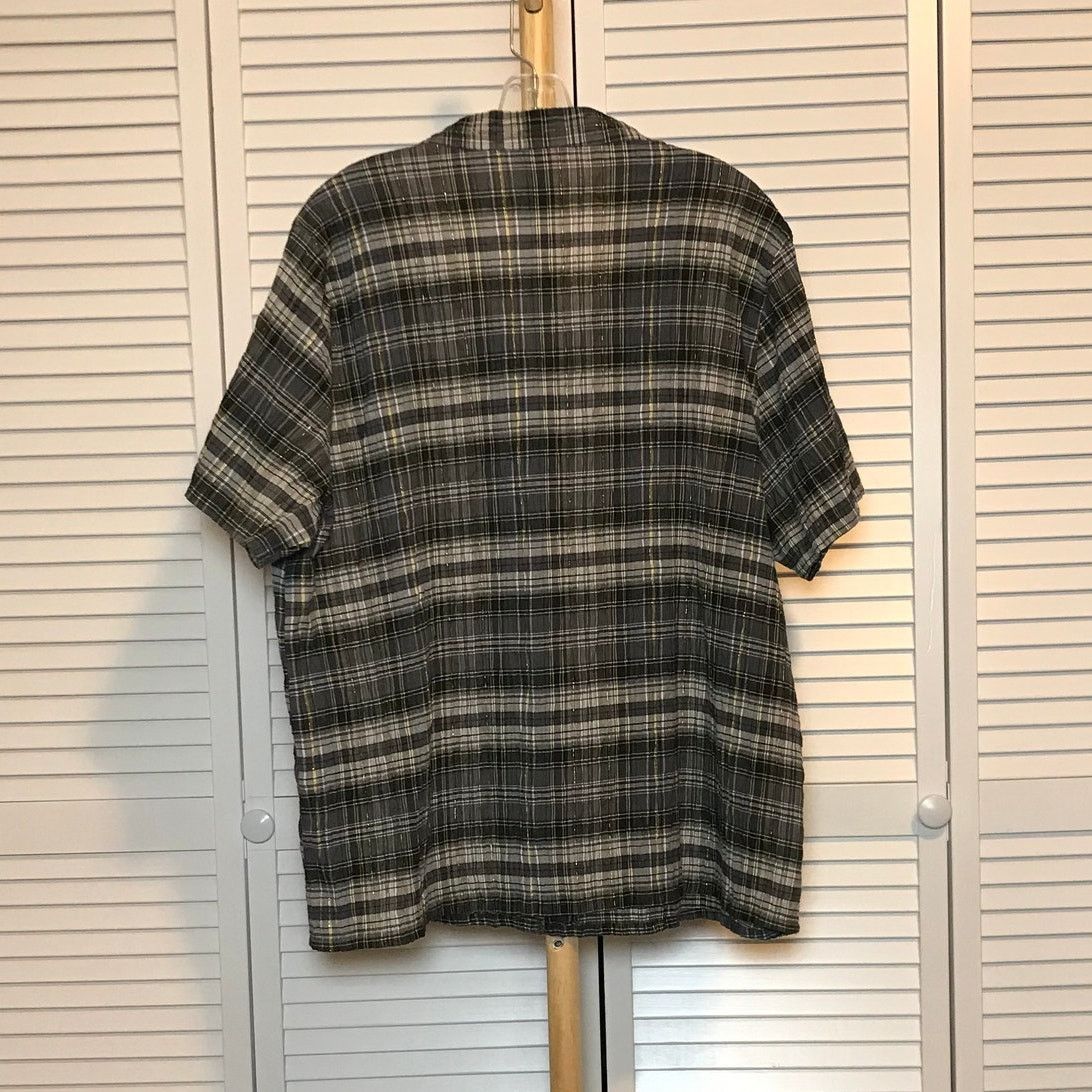 Other Plaid Collared V-neck Short Sleeve Women Shirt XXL Size XXL / US 16-18 / IT 52-54 - 2 Thumbnail
