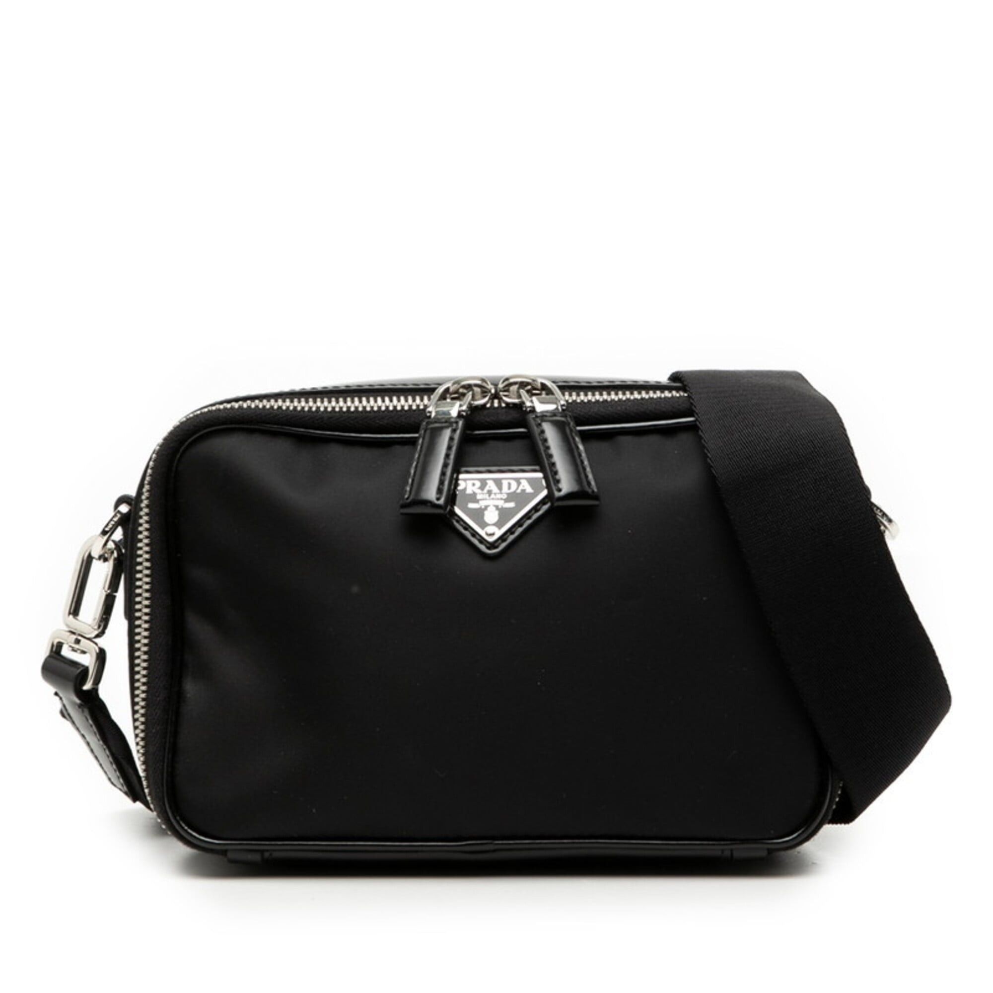 Prada Prada Triangle Logo RE-Nylon Shoulder Bag 2VH070 Black Nylon Patent Leather Women's PRADA Size ONE SIZE - 1 Thumbnail