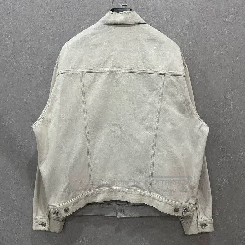 Balenciaga Balenciaga Denim Jacket with Embroidered Logo and Distress Size US M / EU 48-50 / 2 - 4 Thumbnail