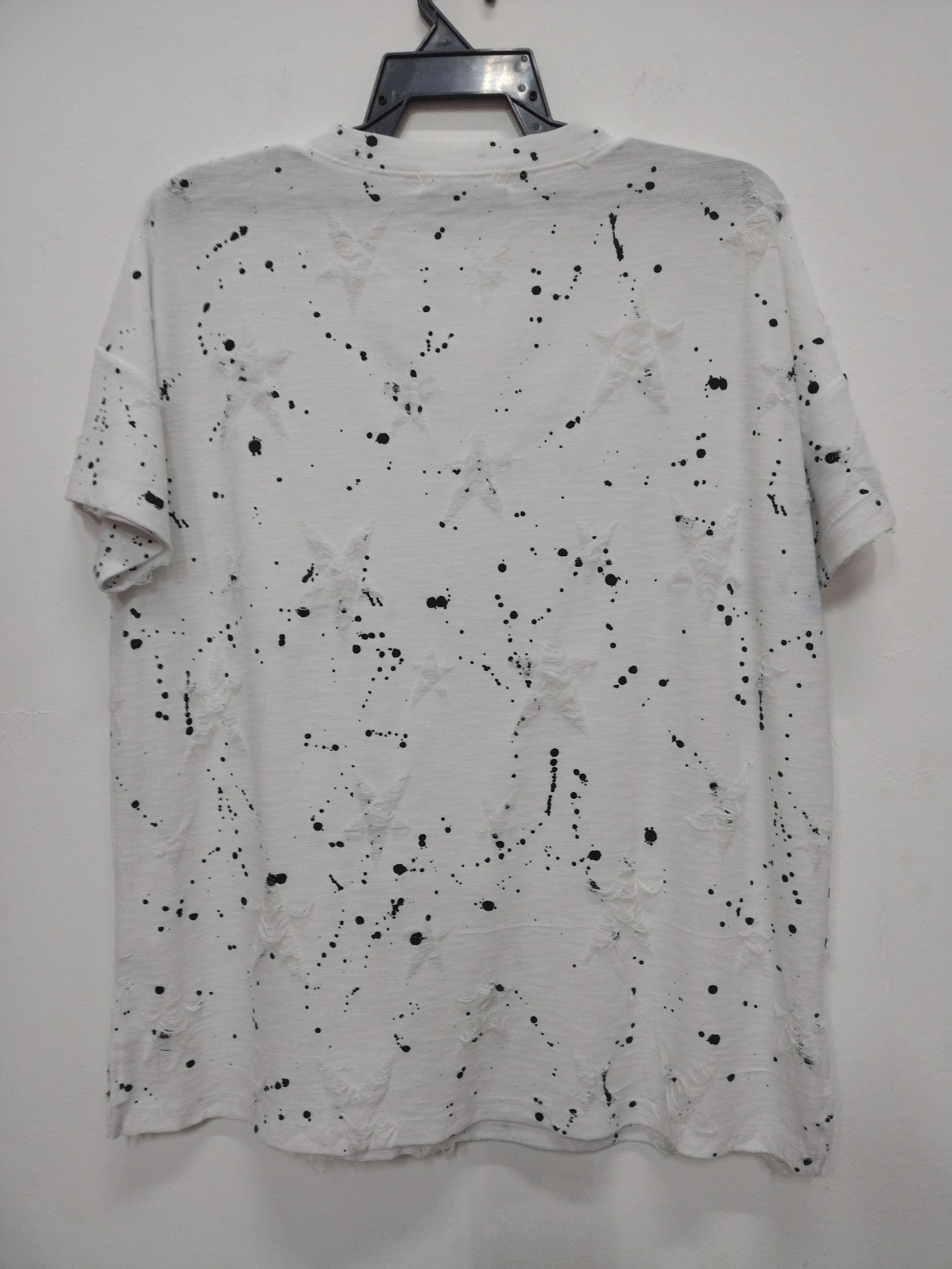 Seditionaries BAGGY DISTRESSED STAR DESIGN PAINT SPLASH V NECK T SHIRT Size M / US 6-8 / IT 42-44 - 2 Thumbnail