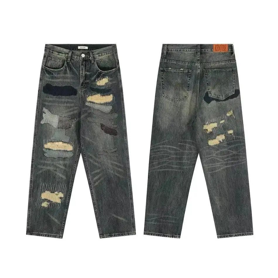 Japanese Brand Design Patchwork Baggy Jeans Size US 34 / EU 50 - 4 Thumbnail