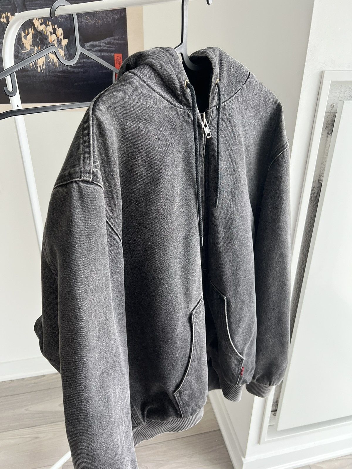 image of Levis Denim Hooded Jacket in Grey, Men's (Size Medium)