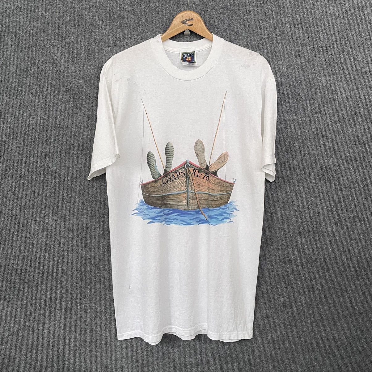 Chaps Ralph Lauren × Vintage Vintage 1990s Chaps Ralph Lauren Mirror Print T Shirt Size US L / EU 52-54 / 3 - 1 Thumbnail