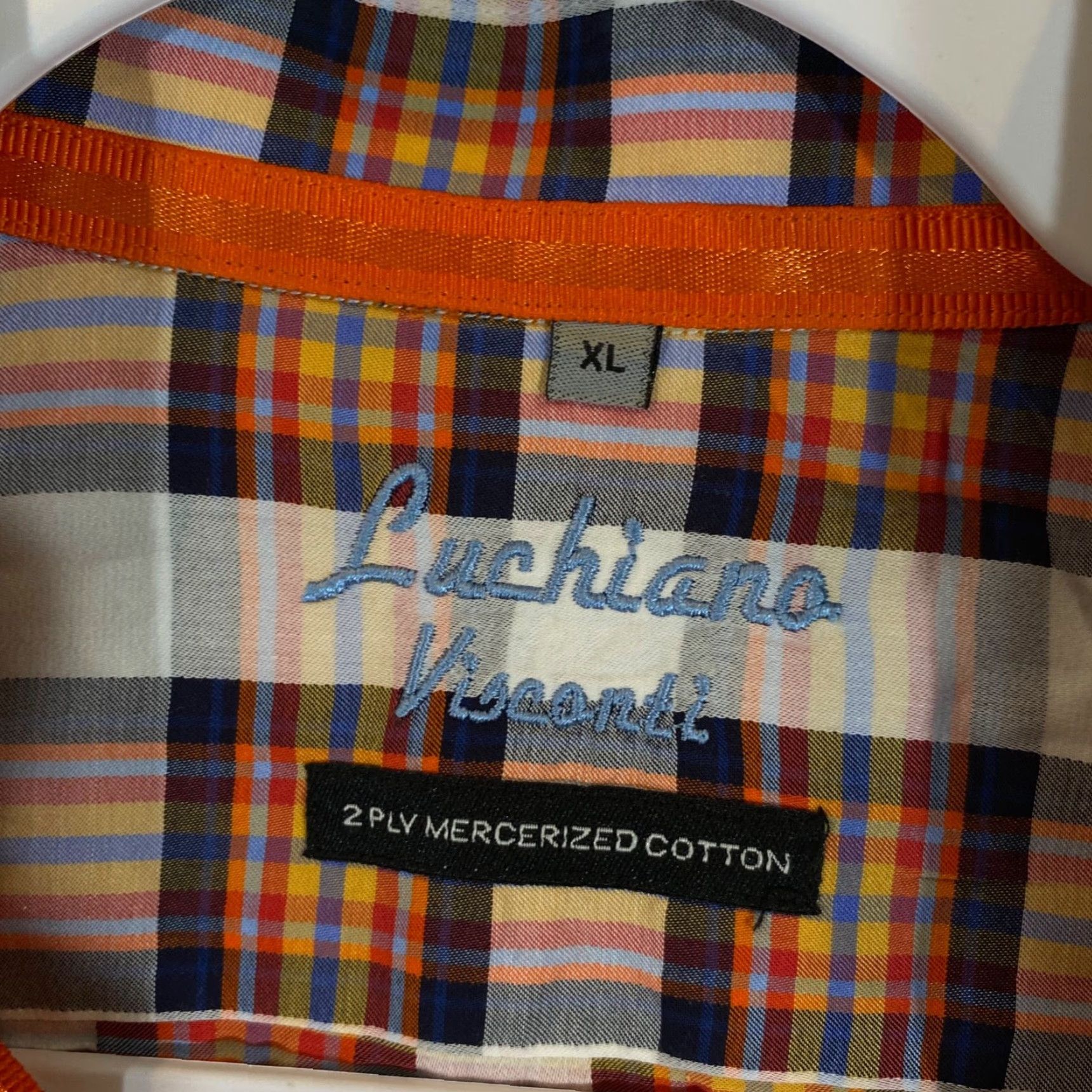 Luchiano Visconti VINTAGE Luciano Barbera Shirt Mens XL Orange Plaid Flannel Button-Down Collared Long Sleeve Casual All Seasons Size US XL / EU 56 / 4 - 3 Thumbnail