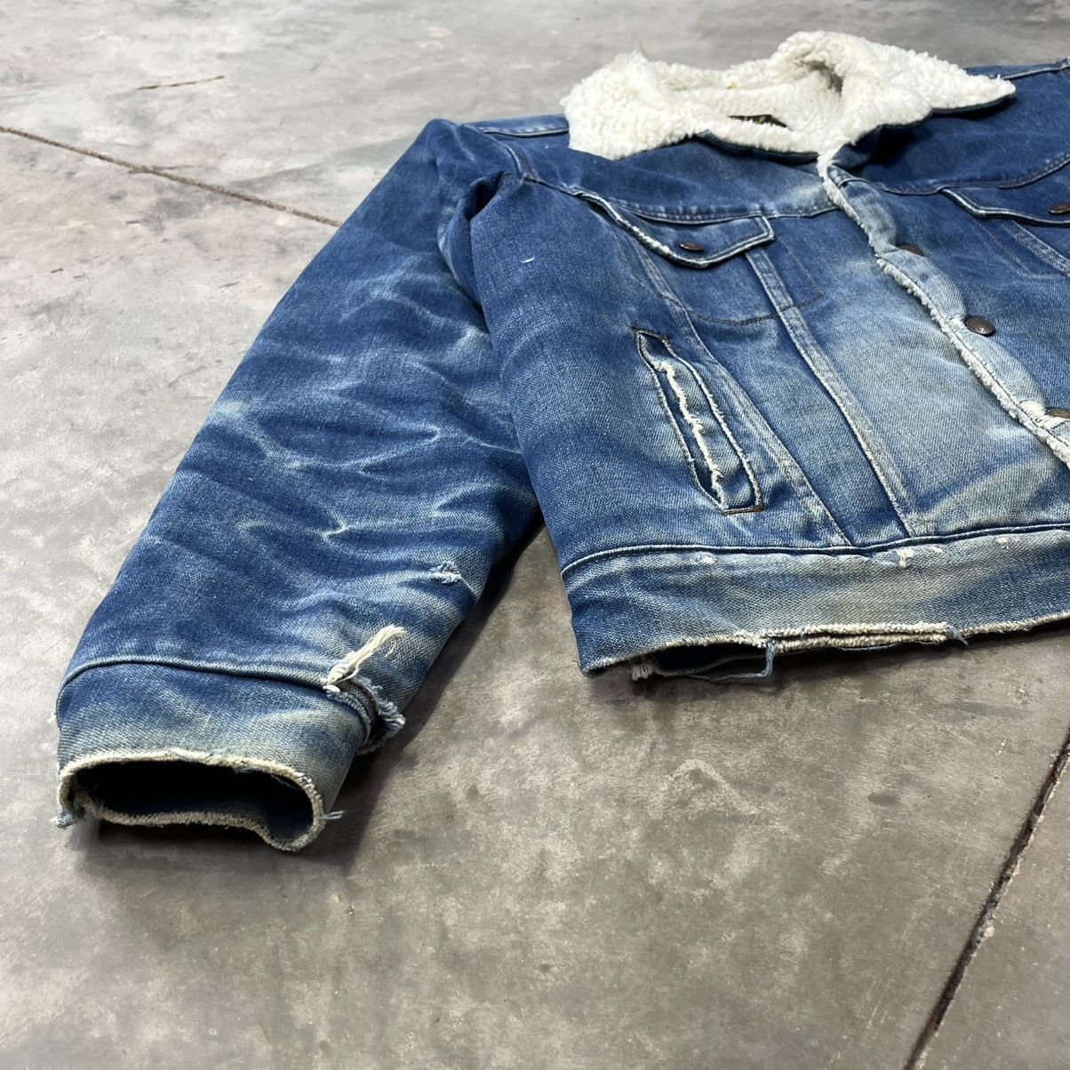 Cooper Vintage Sherpa Denim Trucker Jacket Contrast Fades Size US L / EU 52-54 / 3 - 5 Thumbnail