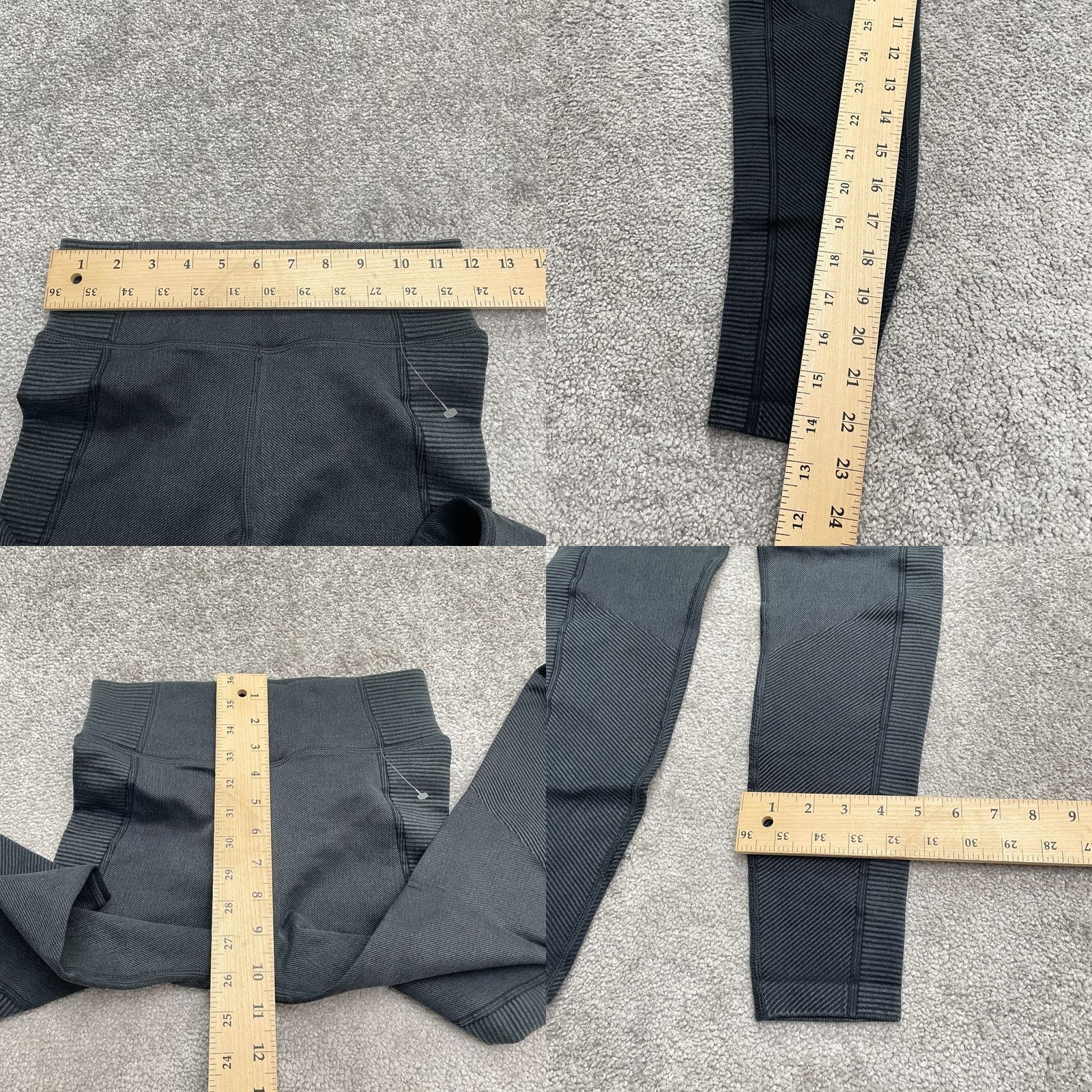 Vintage Offline Aerie Cropped Leggings Womens XS Dark Gray Stripe Active Yoga 24x22.5 Size 26" / US 2 / IT 38 - 8 Thumbnail