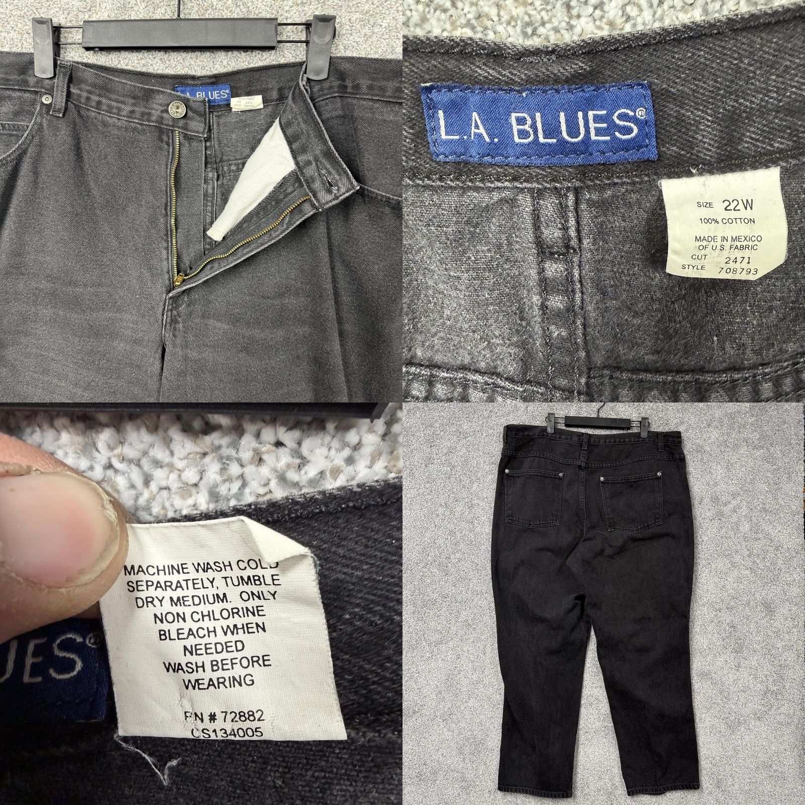 Vintage VINTAGE 90s L.A. Blues Jeans Women's Plus 22W Black Denim High-Rise Tapered 5-Pocket Size 40" / US 18 - 8 Thumbnail