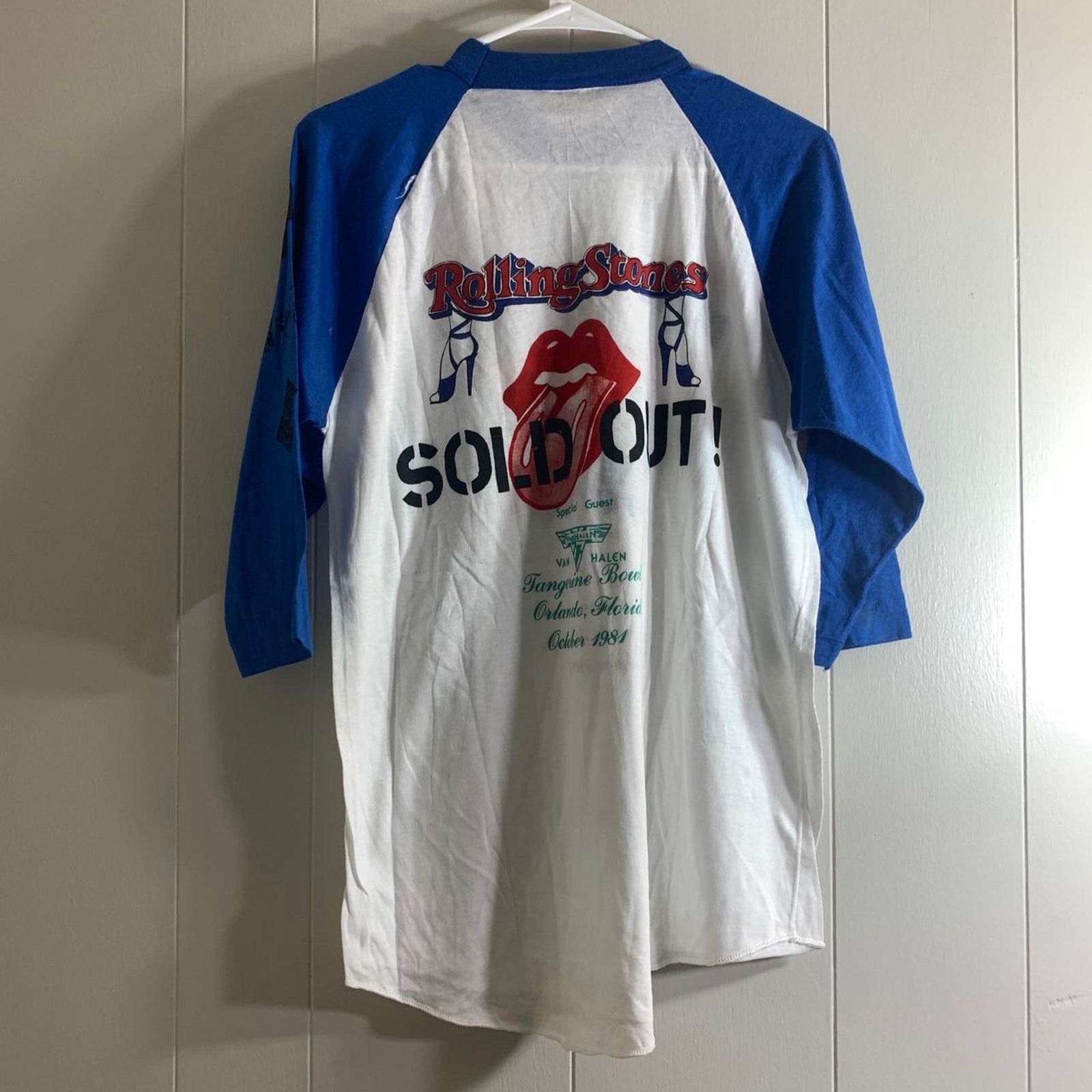 Vintage 1981 THE ROLLING STONES VAN HALEN baseball jersey tee shirt Size US L / EU 52-54 / 3 - 7 Thumbnail