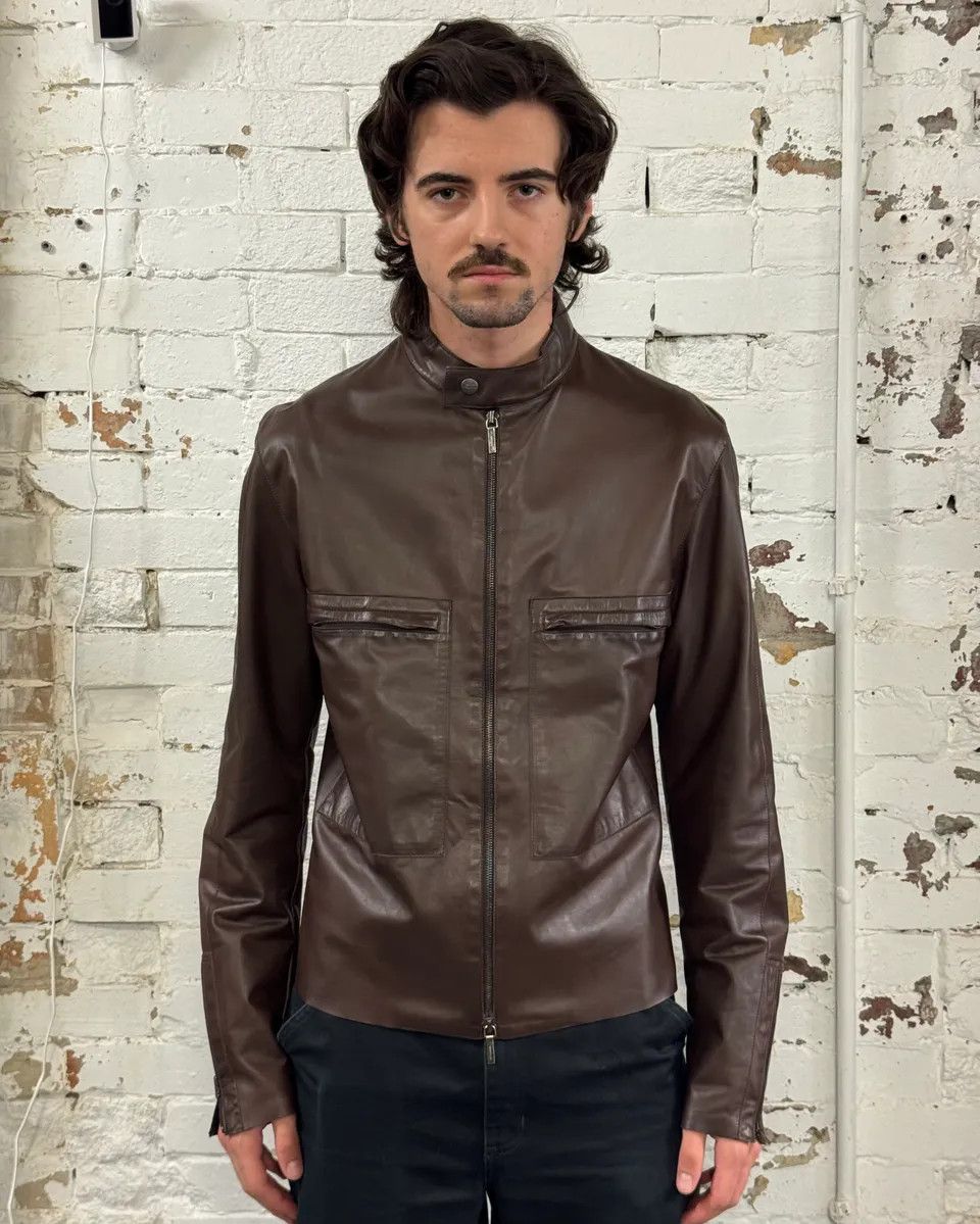 Jil Sander 2010s Jil Sander Brown Leather Minimalist Jacket Size US M / EU 48-50 / 2 - 2 Thumbnail