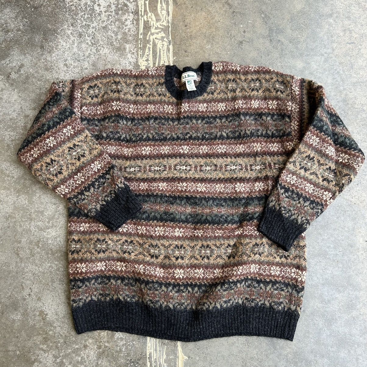 image of L L Bean x Vintage 90's L.l. Bean Patterned Sweater, Men's (Size 2XL)