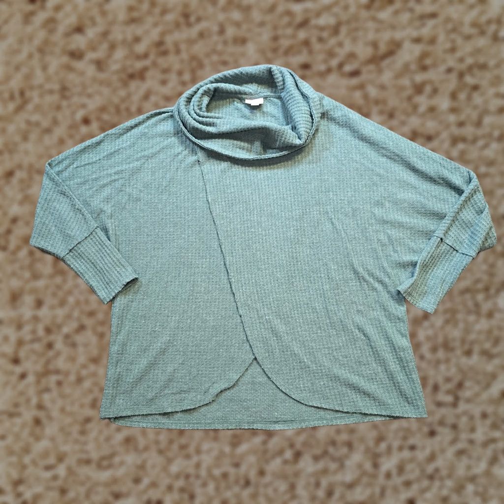 Vintage LuLaRoe Top Womens M Green Cowl Neck Waffle Knit Open Front Blouse Shirt Casual Basic Size M / US 6-8 / IT 42-44 - 1 Thumbnail