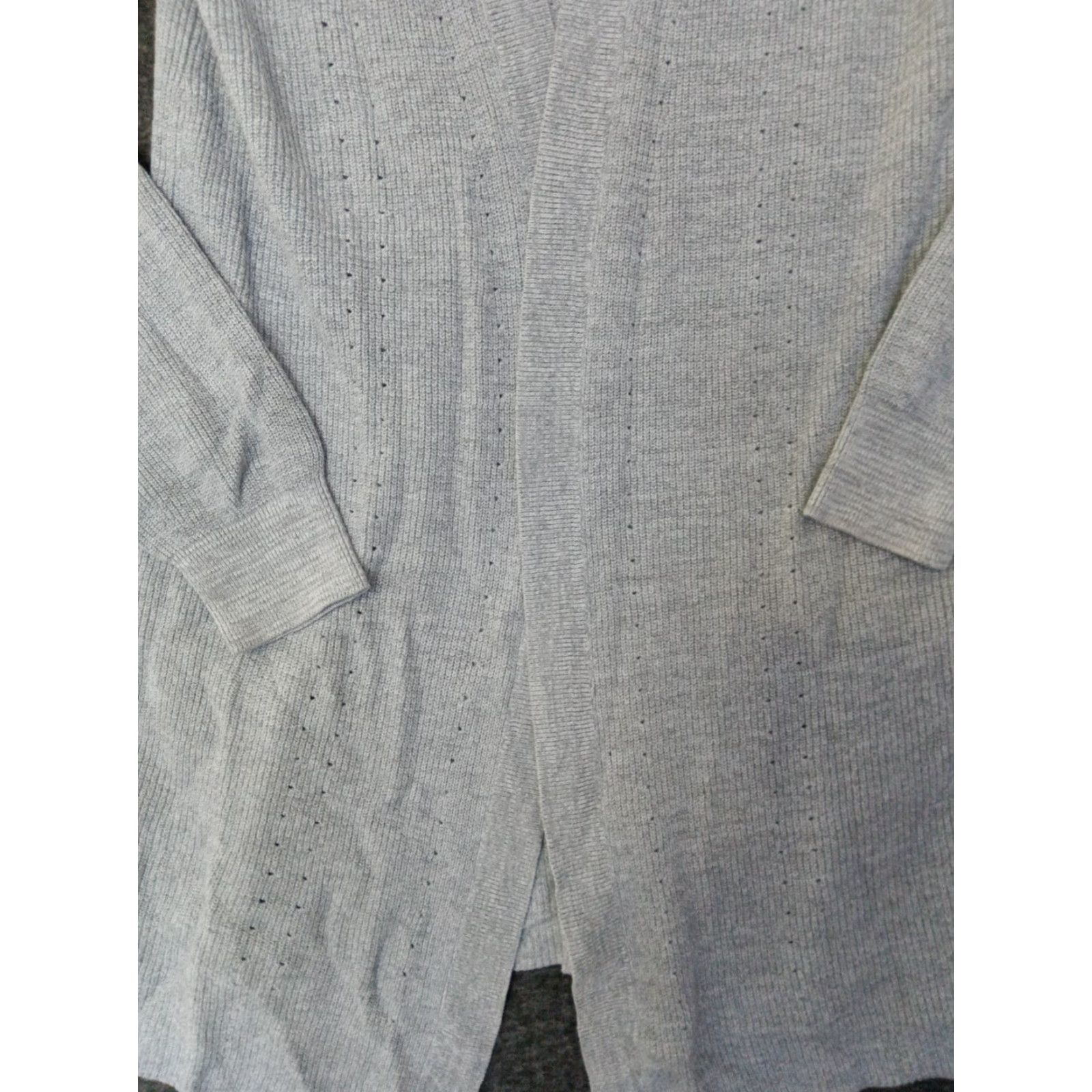 Vintage DYNAMITE Cardigan Women's M Gray Open Knit Long Sleeve V-Neck Casual Workwear Open Front Pockets Size M / US 6-8 / IT 42-44 - 5 Thumbnail