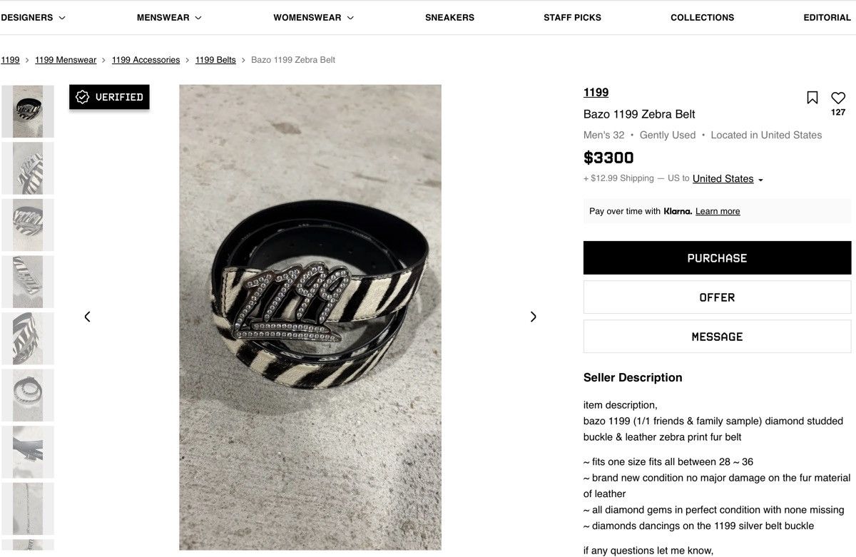 1199 Bazo 1199 Zebra Belt | Grailed