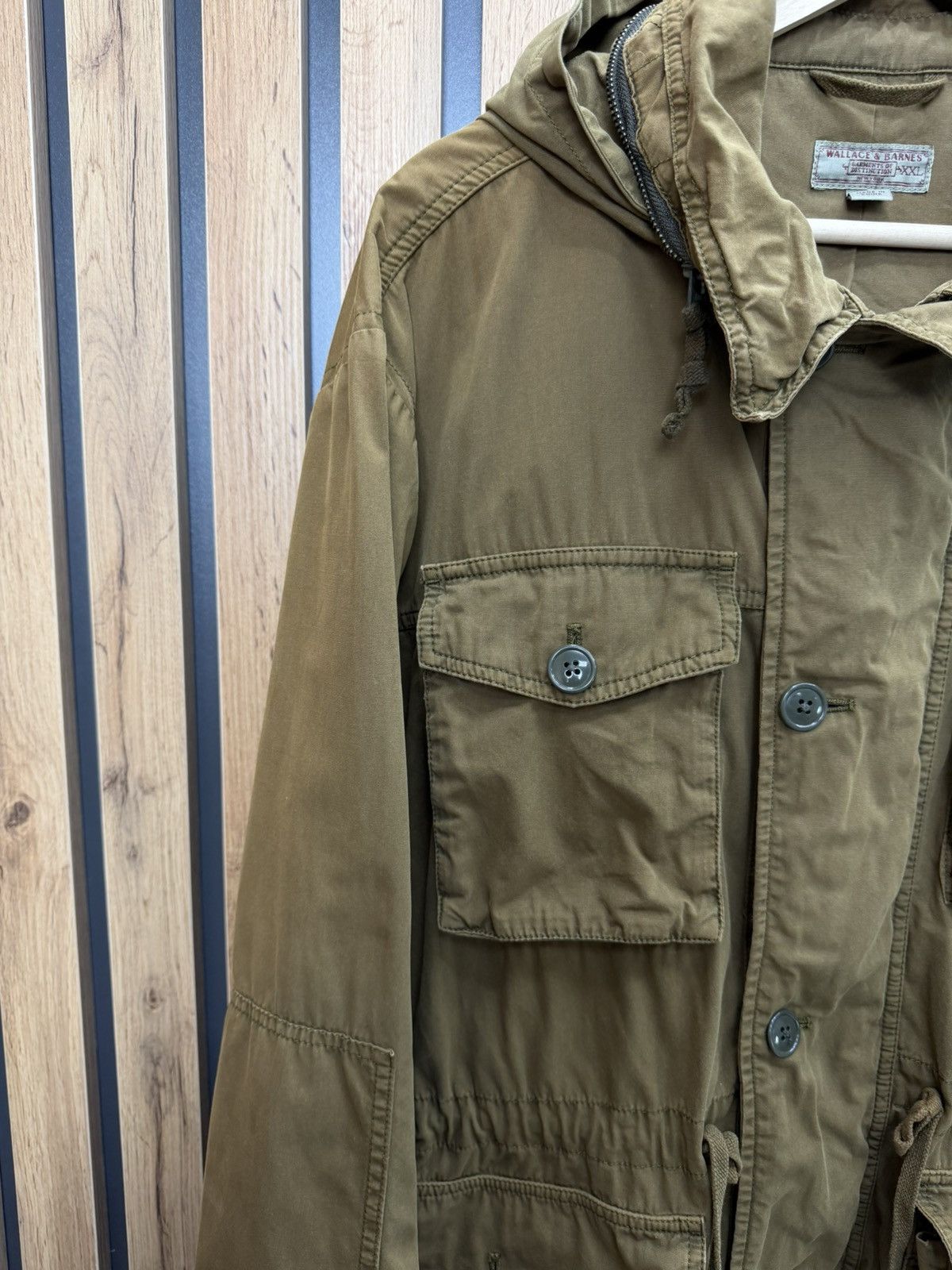 Wallace & Barnes Wallace & Barnes Olive Field Jacket Hooded Military Style Size US XXL / EU 58 / 5 - 5 Thumbnail