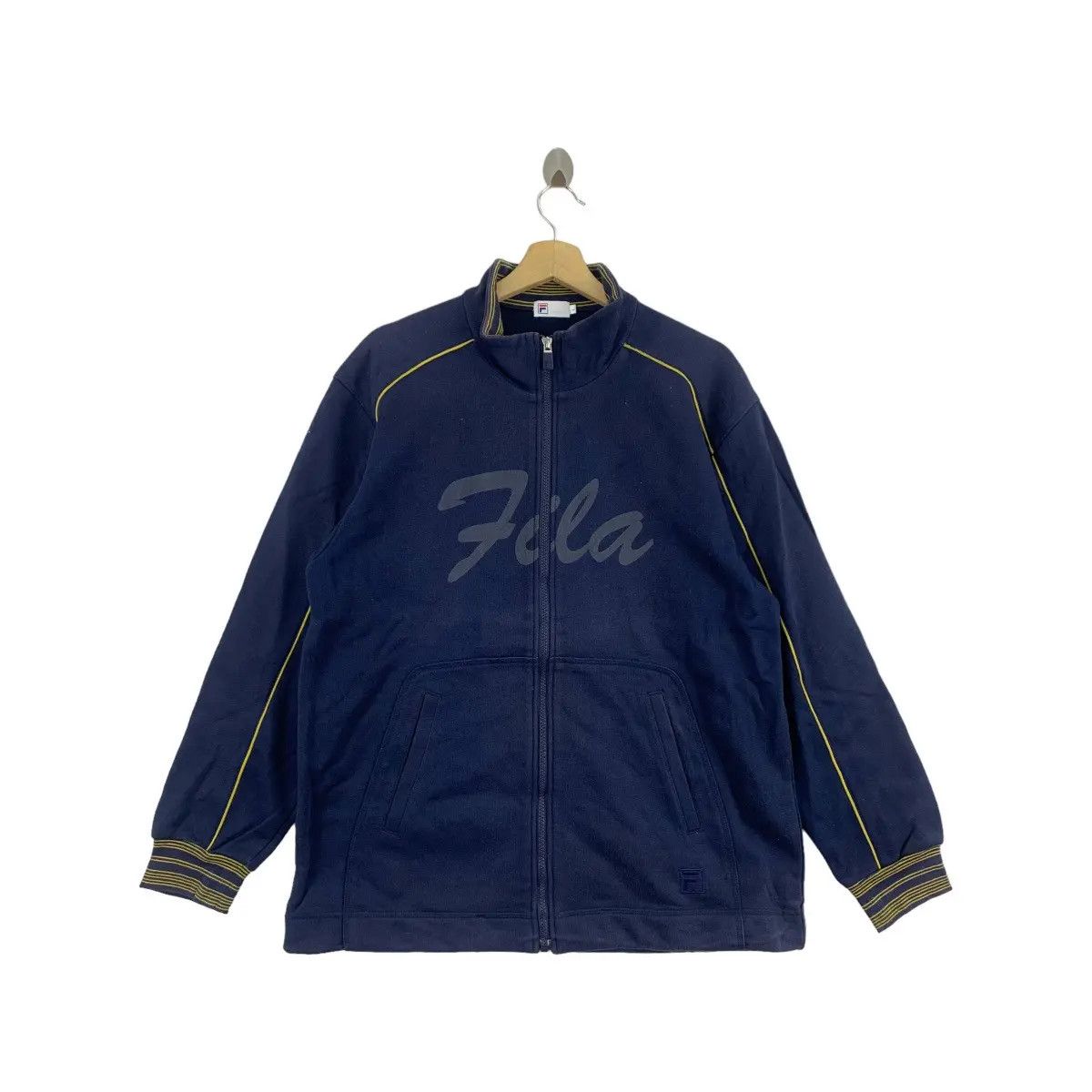 Fila Vtg FILA BIELLA ITALIA Sportiva Big Logo Blue Zipper Sweater Size L / US 10 / IT 46 - 1 Thumbnail