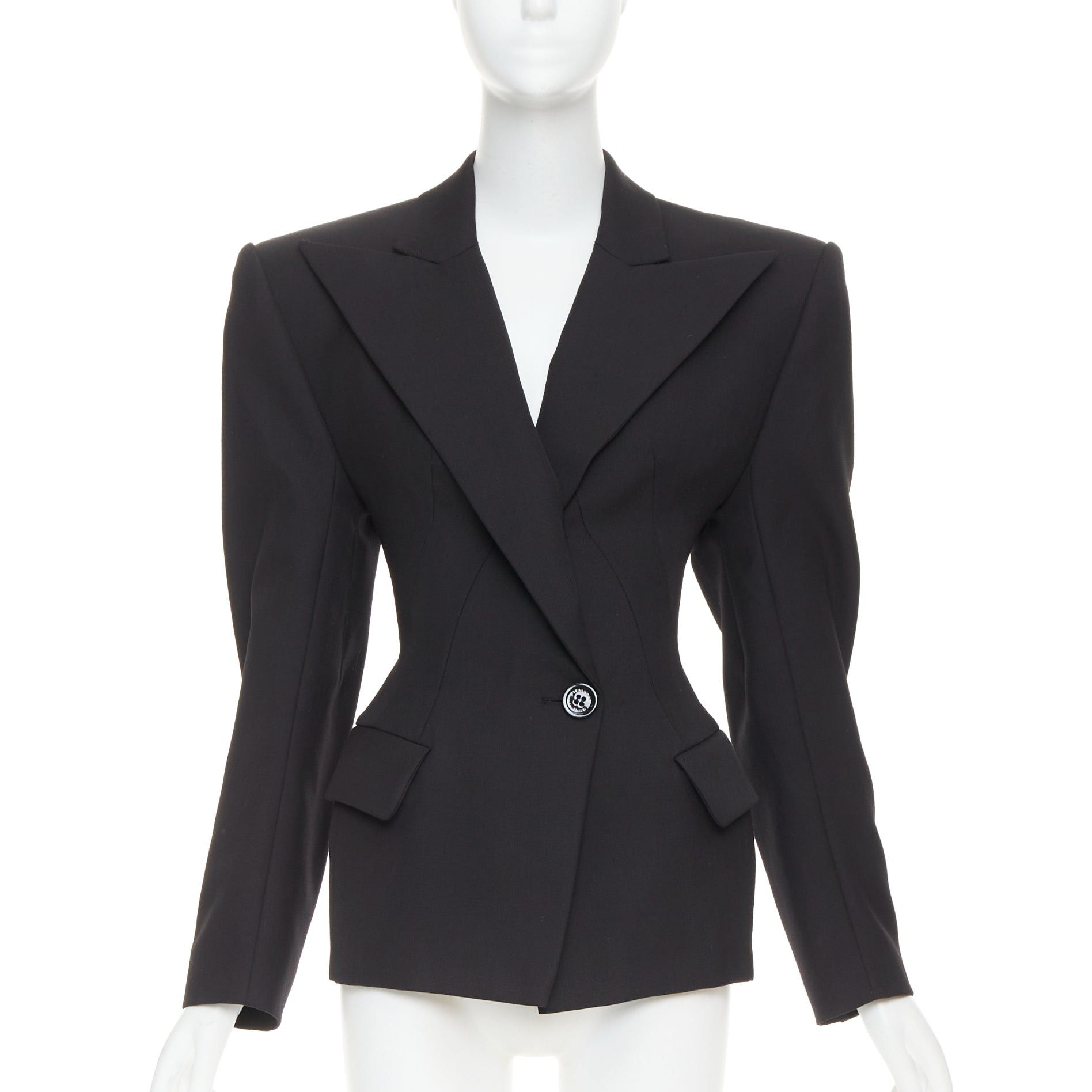 Alexandre Vauthier ALEXANDRE VAUTHIER COUTURE black wasp waist power padded shoulder blazer jacket Size S / US 4 / IT 40 - 1 Thumbnail