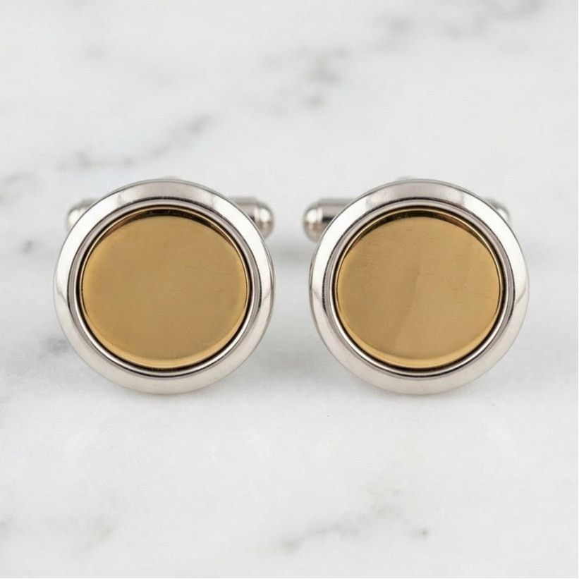 Dior Christian Dior Gold Tone Sterling Silver 925 Round Cufflinks Size ONE SIZE - 2 Thumbnail