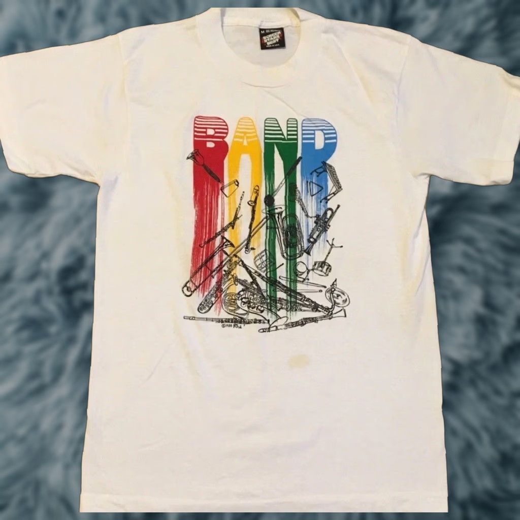 Vintage Vtg 80s Instrument Faded Shirt S Band Trumpet Drum Jazz Music Rock Grunge 90s Size US S / EU 44-46 / 1 - 1 Thumbnail