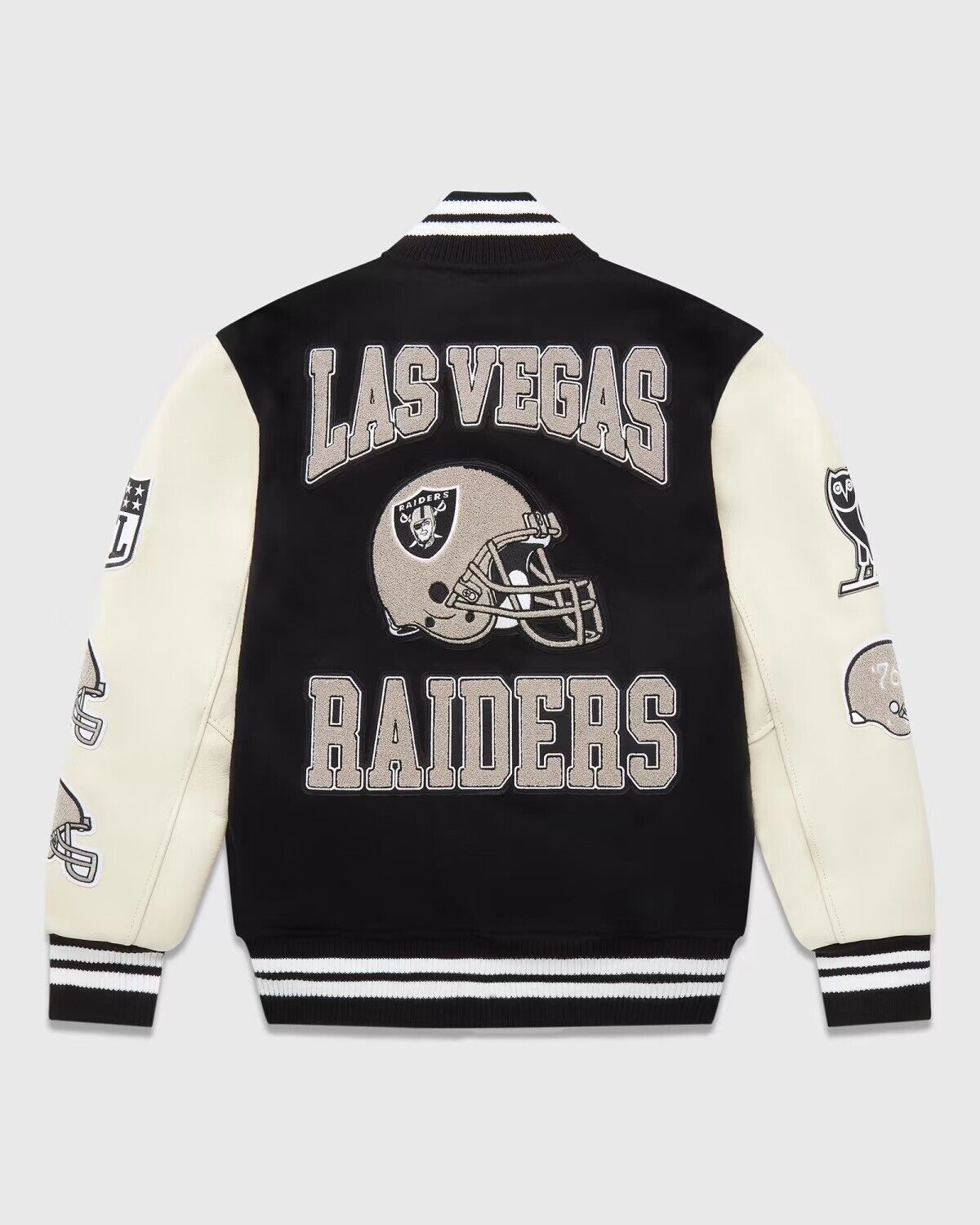 Drake OVO X NFL Las Vegas Raiders Leather Wool Varsity Jacket Size US M / EU 48-50 / 2 - 13 Thumbnail