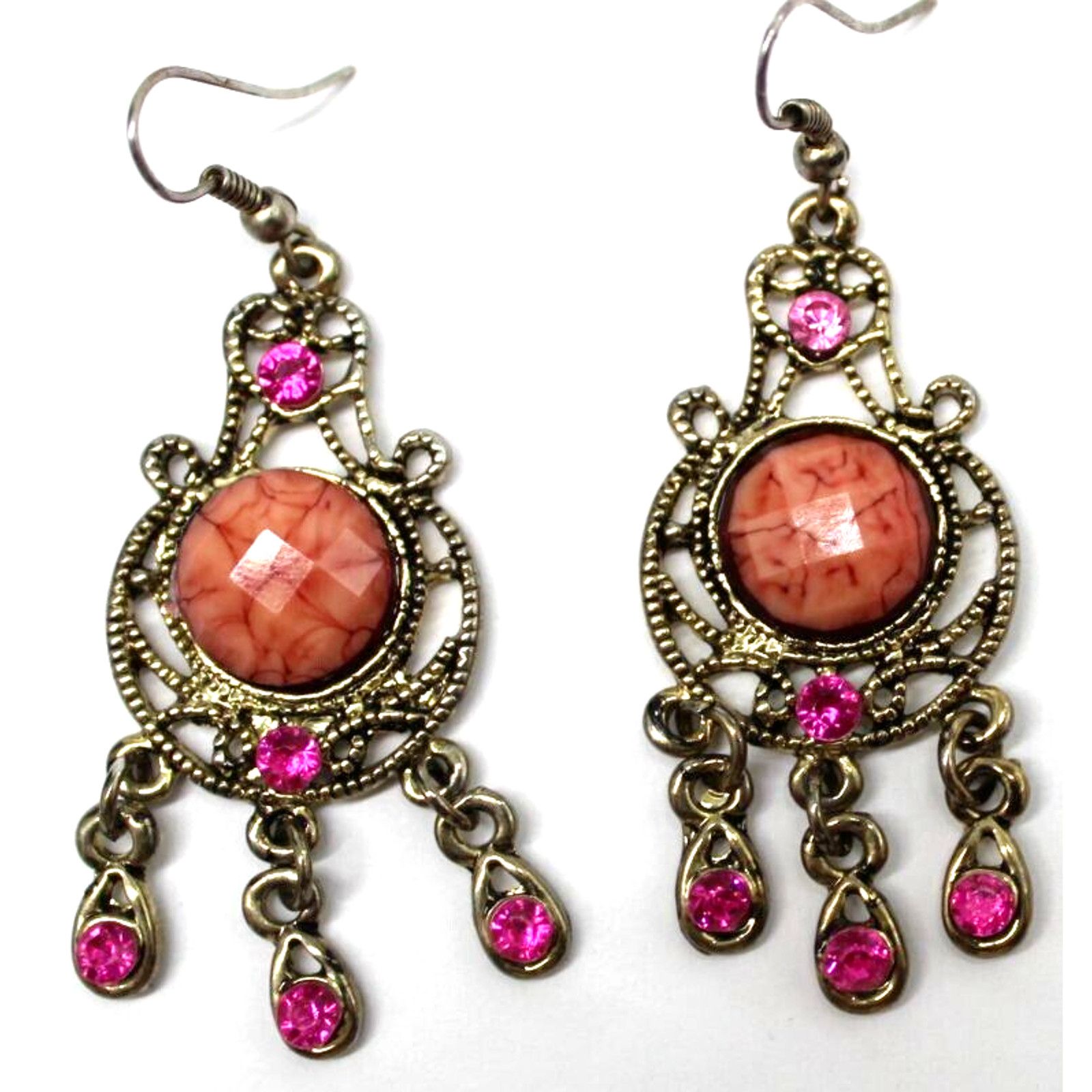 Other Vintage Pink Rhinestone Dangle Earrings • Goldtone •2" Drop Size ONE SIZE - 1 Thumbnail