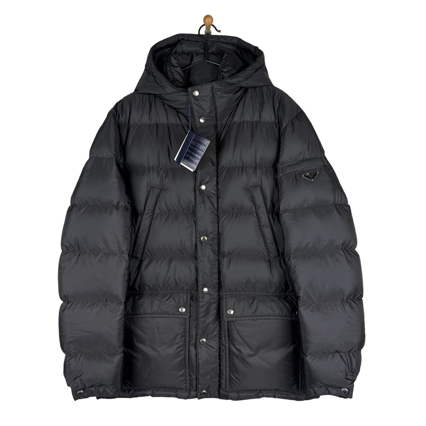 Prada × Vintage Prada Nylon Jacket Black Insulated Size 52 Tag Art