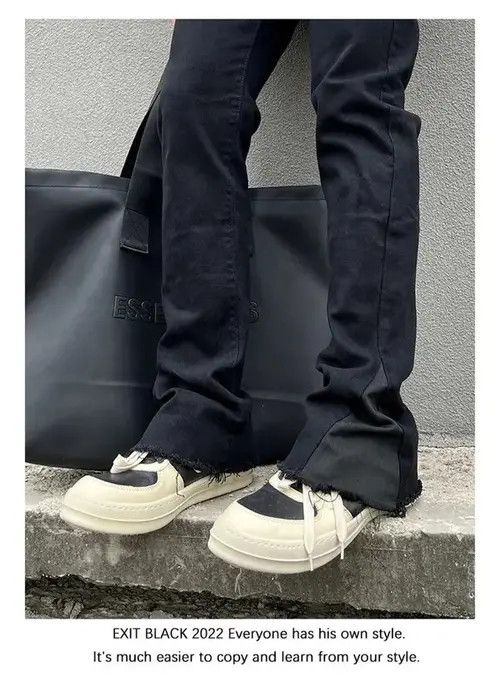 Japanese Brand × Vintage Y2K Black Flared Baggy Leg Jeans Size US 31 - 3 Thumbnail