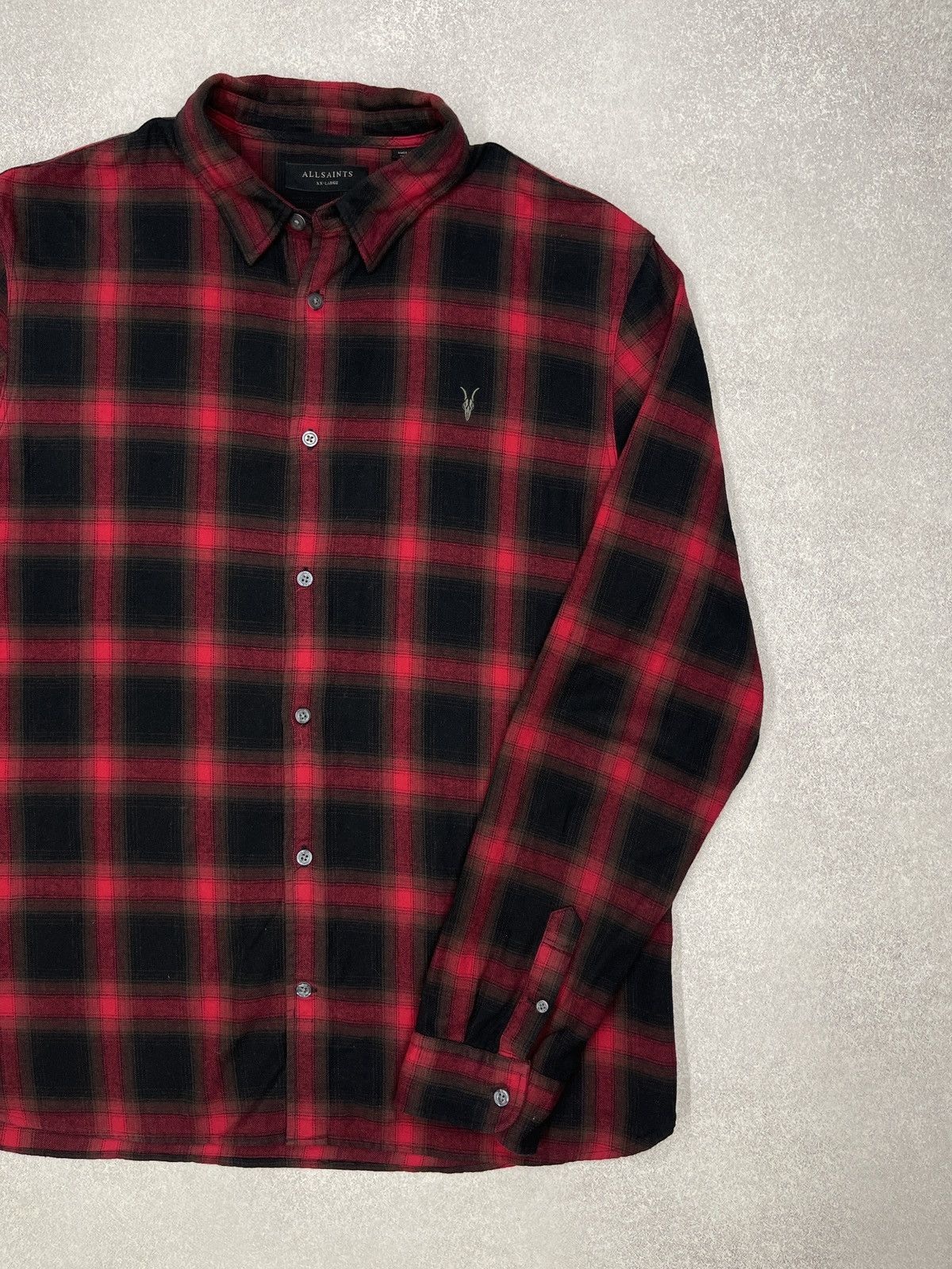Allsaints Mens AllSaints Windham Shirt Into a Cage Red/Black Y2K Size US XXL / EU 58 / 5 - 3 Thumbnail