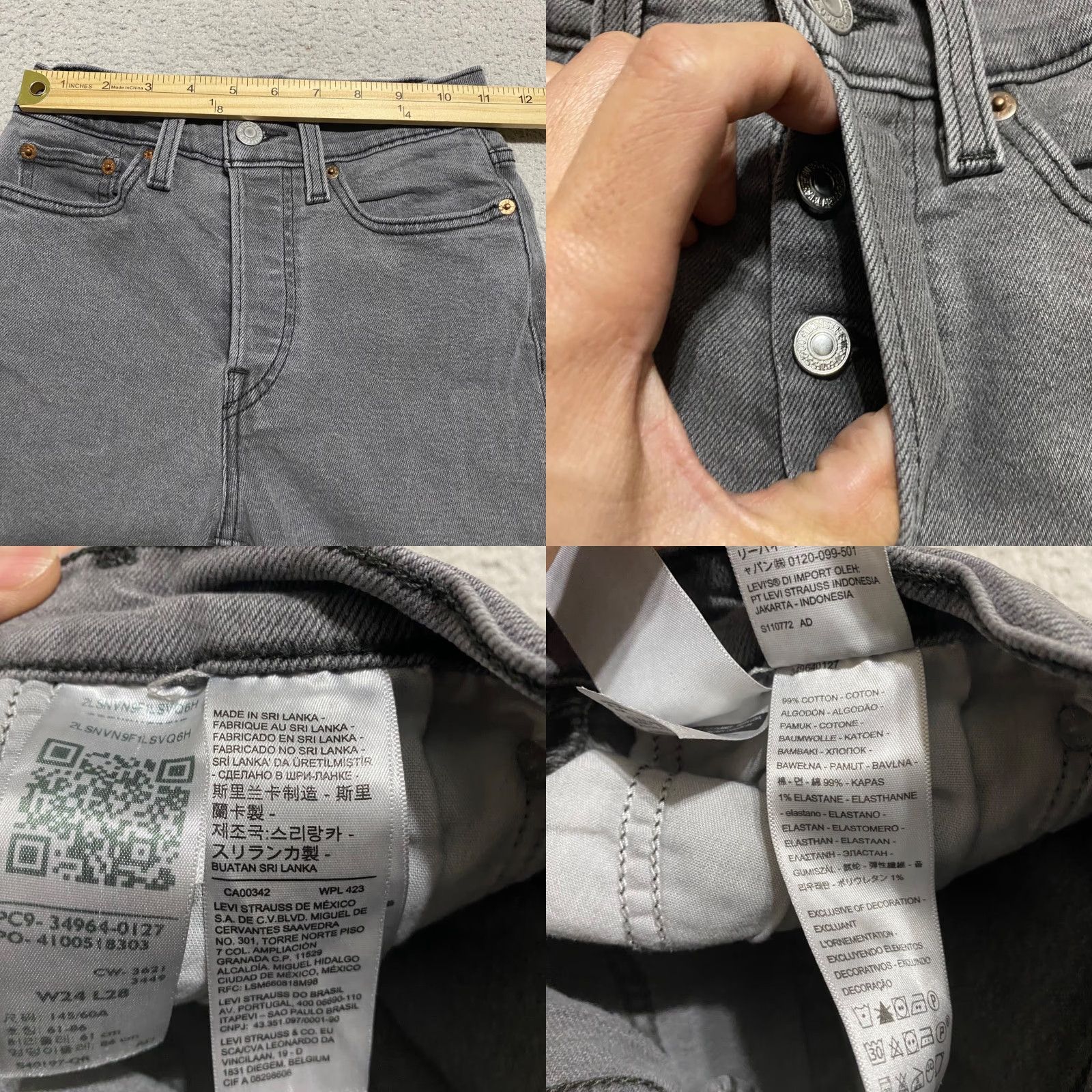 Levi's Levi's Wedgie Fit Jeans Womens 24 Gray Denim Straight Button Fly Medium Wash Jeans Womens Regular 26in Inseam Gray Vintage No NS Size 42" / US 20 - 8 Thumbnail