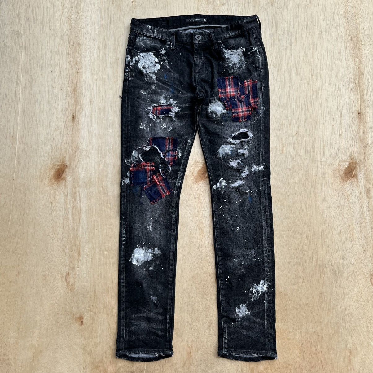 CIVARIZE CIVARIZE BLACK DISTRESSED PATCHWORK PAINT JAPANESE BRAND Size US 30 / EU 46 - 1 Thumbnail