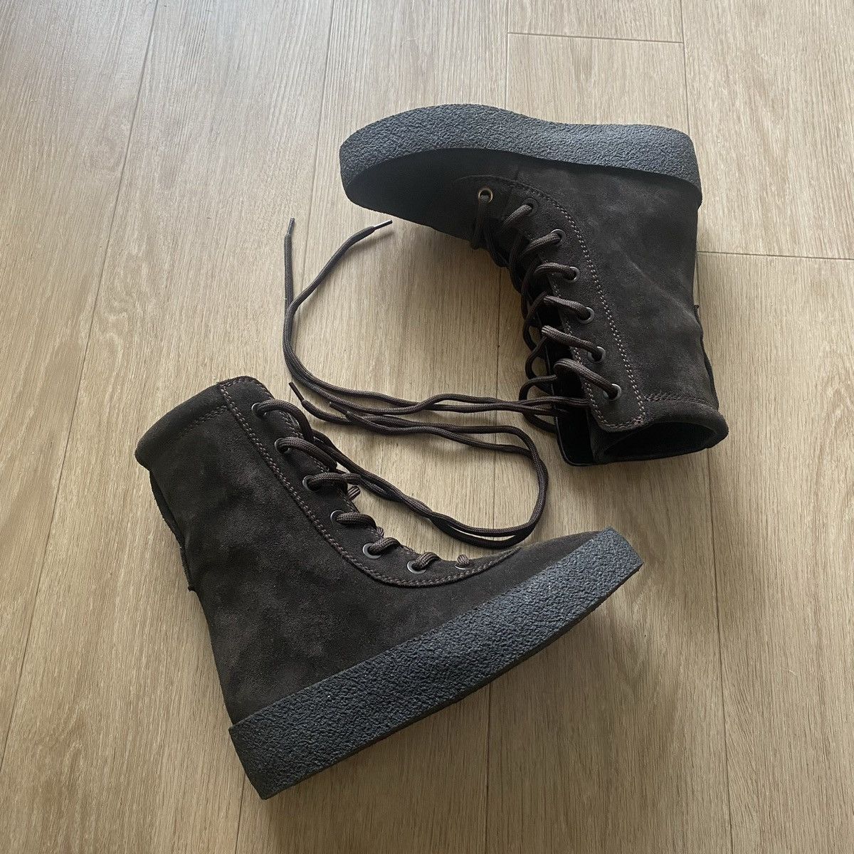 image of Yeezy Season 4 Crepe Boot Oil Size 37 in Black, Women's