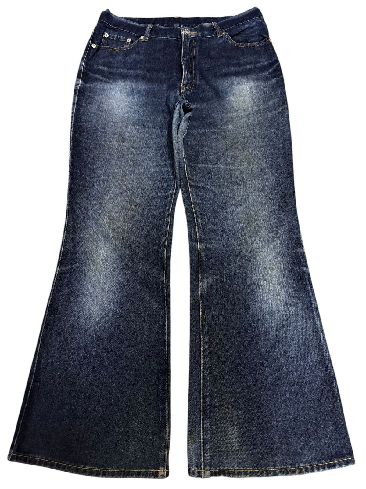 Japanese Brand Vintage Daily Topics Flared Blue Indigo Faded Jeans Size 32" / US 10 / IT 46 - 1 Thumbnail
