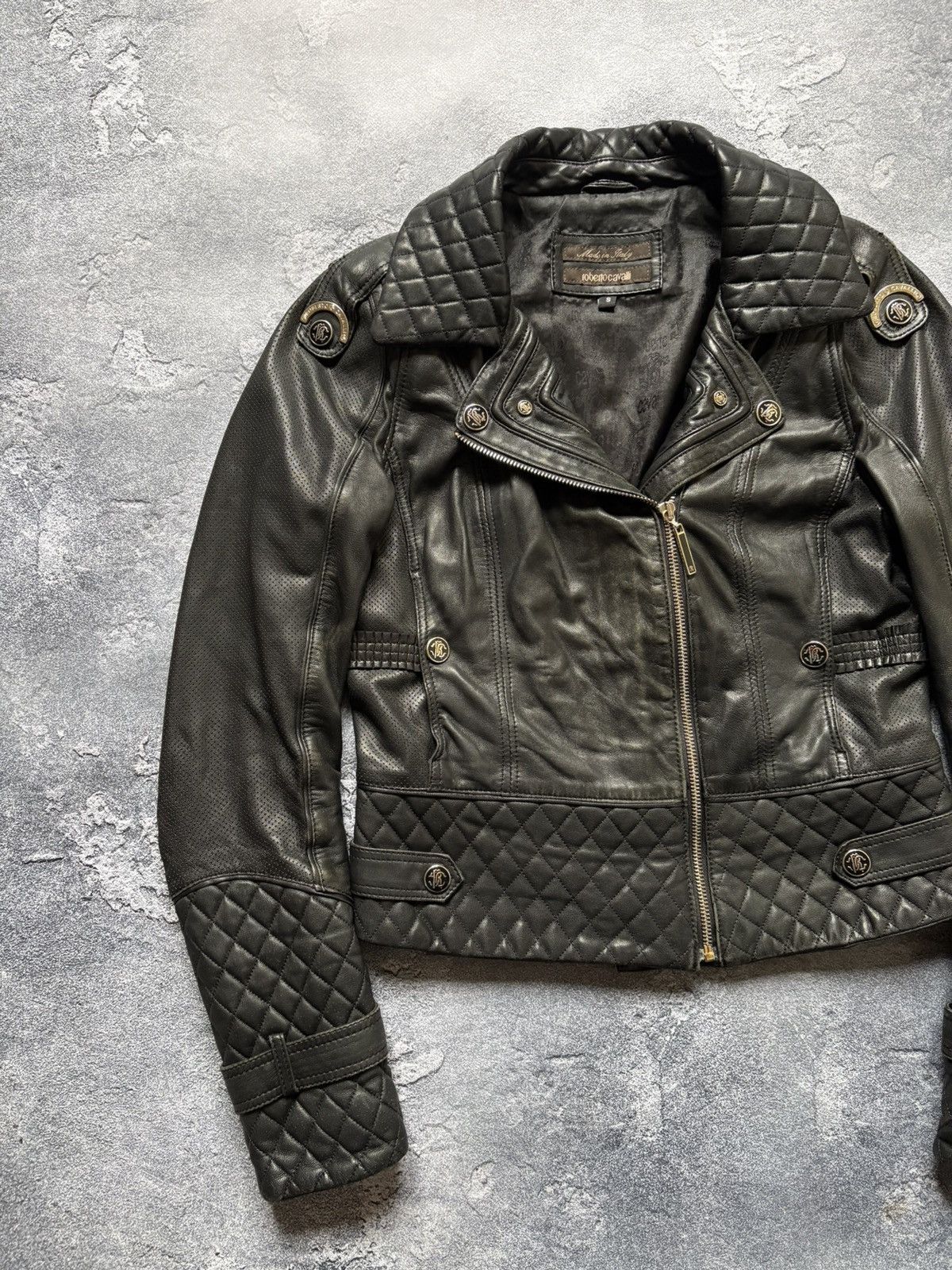 Roberto Cavalli Vintage Roberto Cavalli Avant Garde Biker Leather Jacket Size S / US 4 / IT 40 - 4 Thumbnail