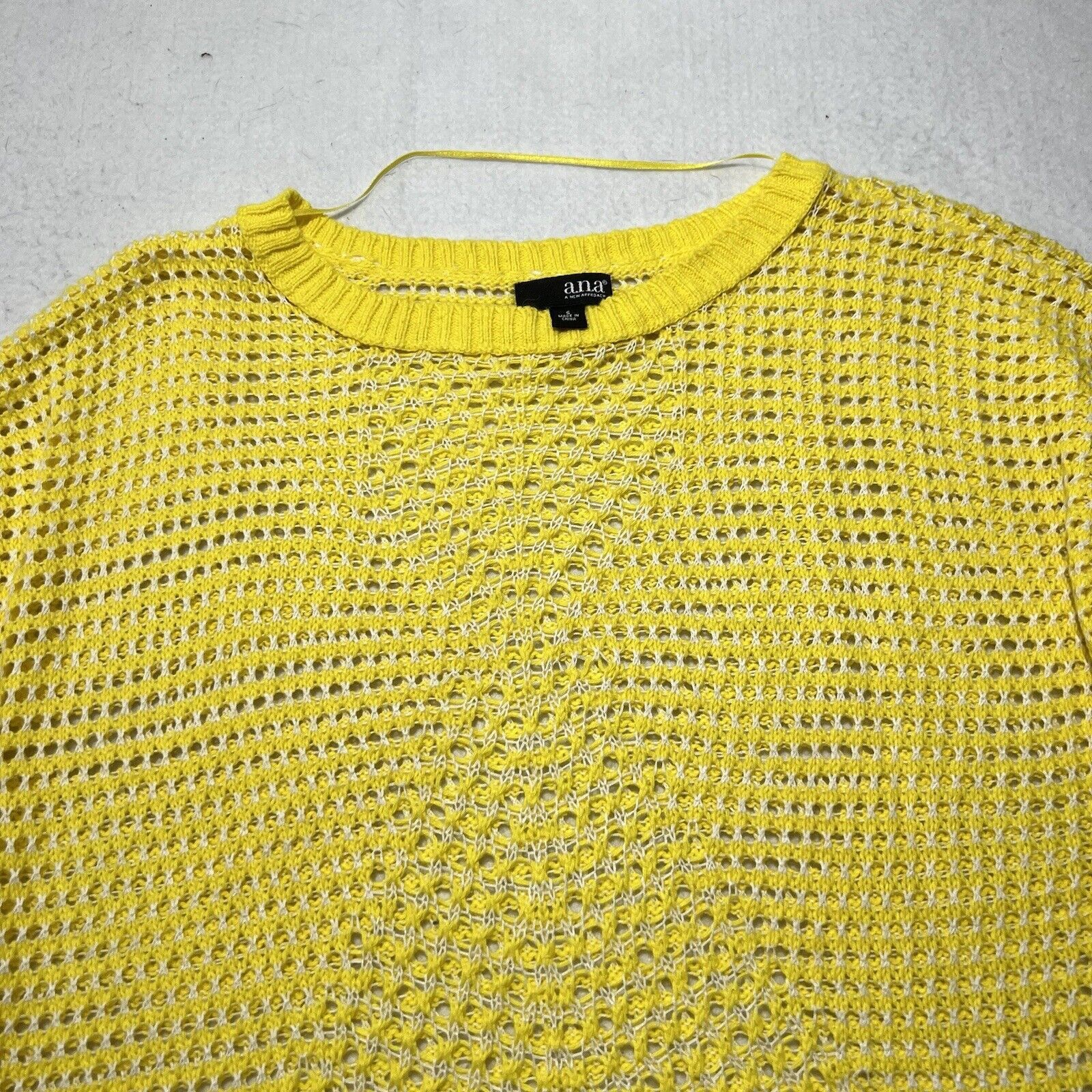 Other a.n.a Small Open Knit Sweater Bright Yellow Pullover Top Size S / US 4 / IT 40 - 2 Thumbnail