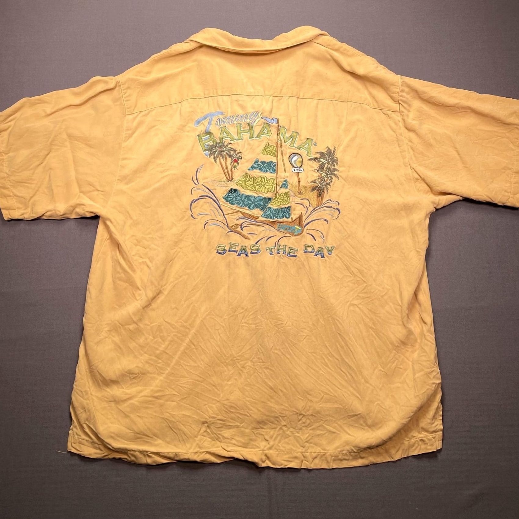 Tommy Bahama Tommy Bahama Shirt Mens XL Yellow Seas The Day Sailboat Silk Hawaiian Aloha Size US XL / EU 56 / 4 - 3 Thumbnail