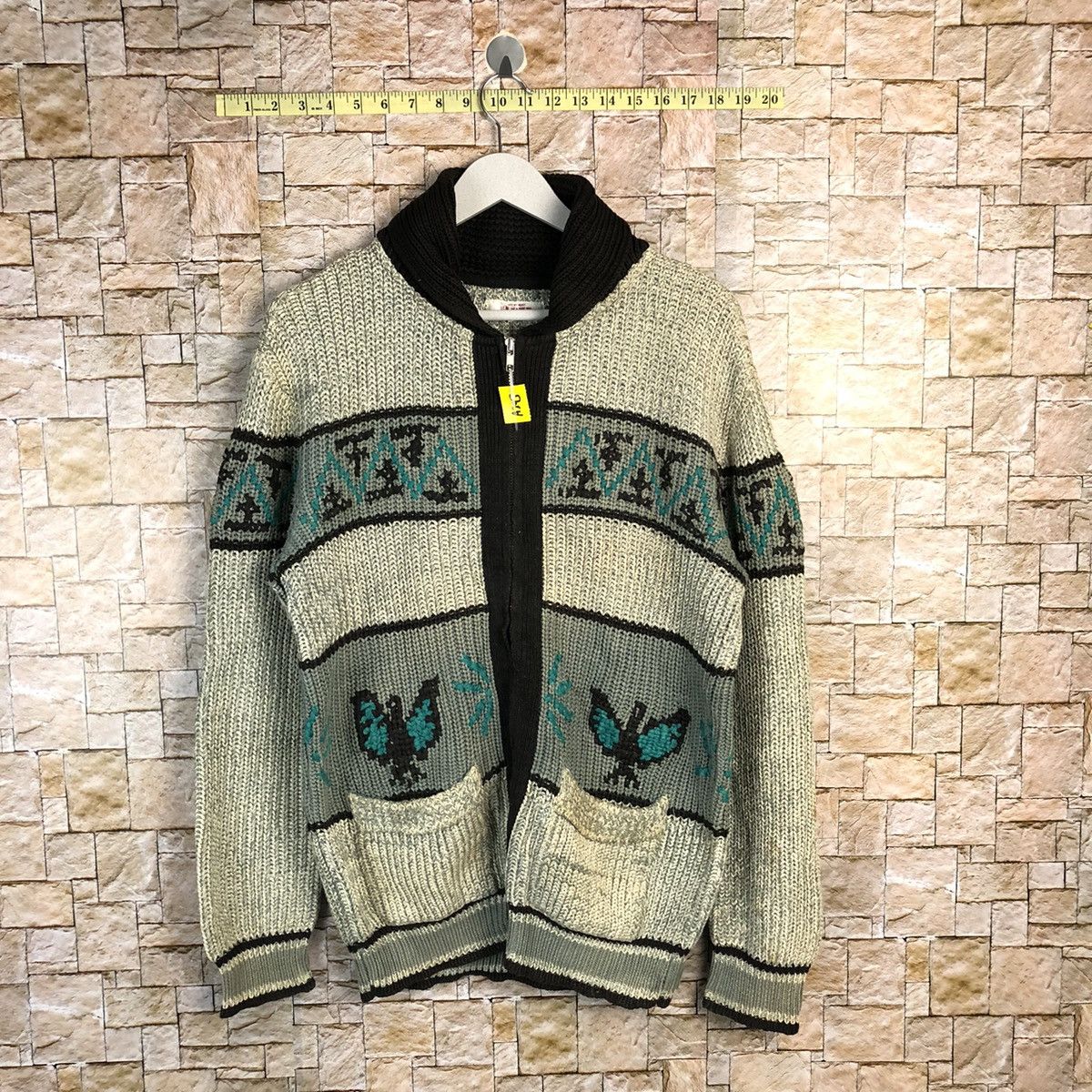 HOLLYWOOD RANCH MARKET × Homespun Knitwear Hollywood Ranch Market HR Grey Knitwear art cardigan #A293 Size US L / EU 52-54 / 3 - 1 Thumbnail