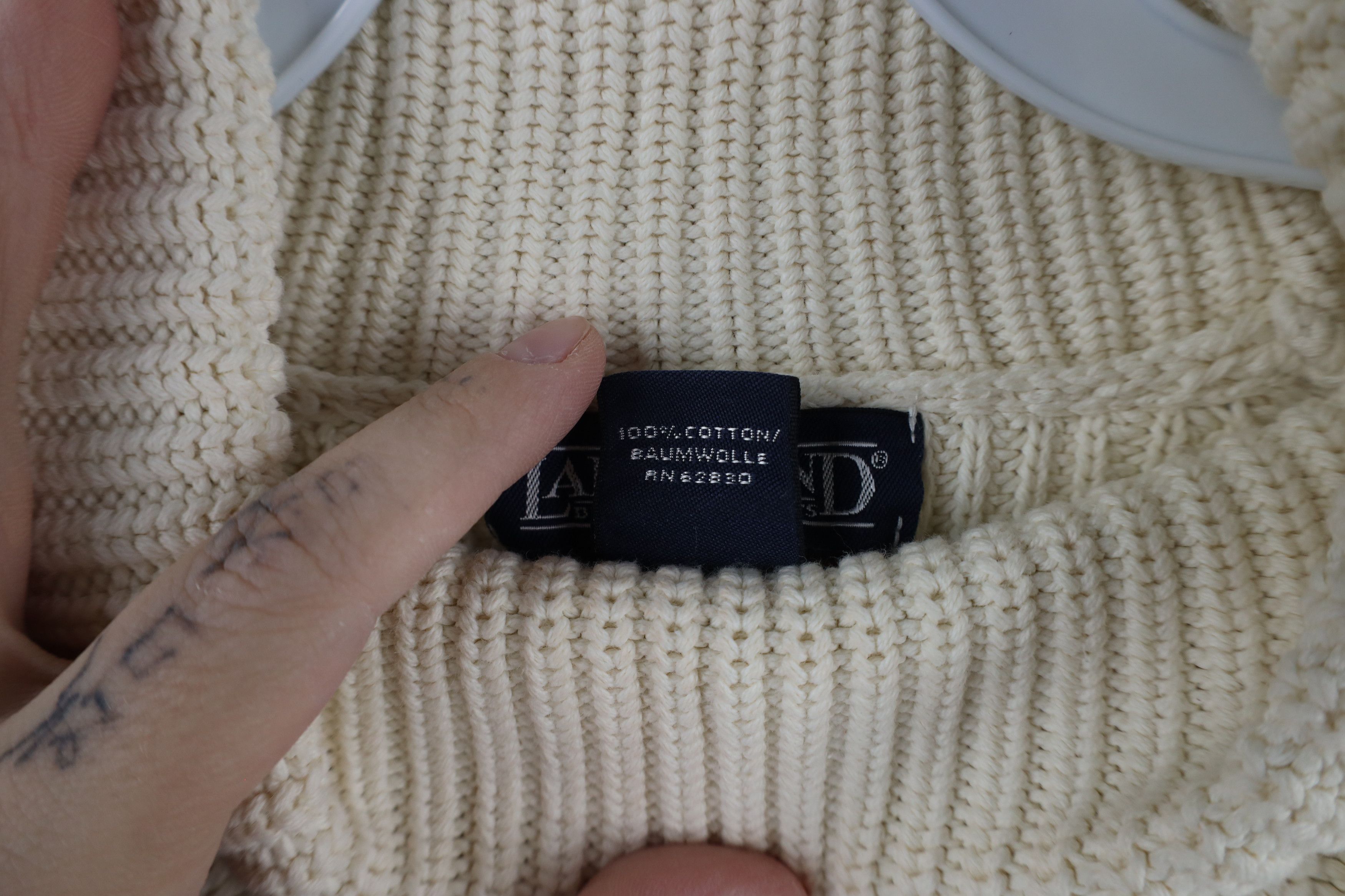 Lands' End × Vintage Vintage 90s Lands End Ribbed Knit Turtleneck Sweater Cream Size L / US 10 / IT 46 - 5 Thumbnail