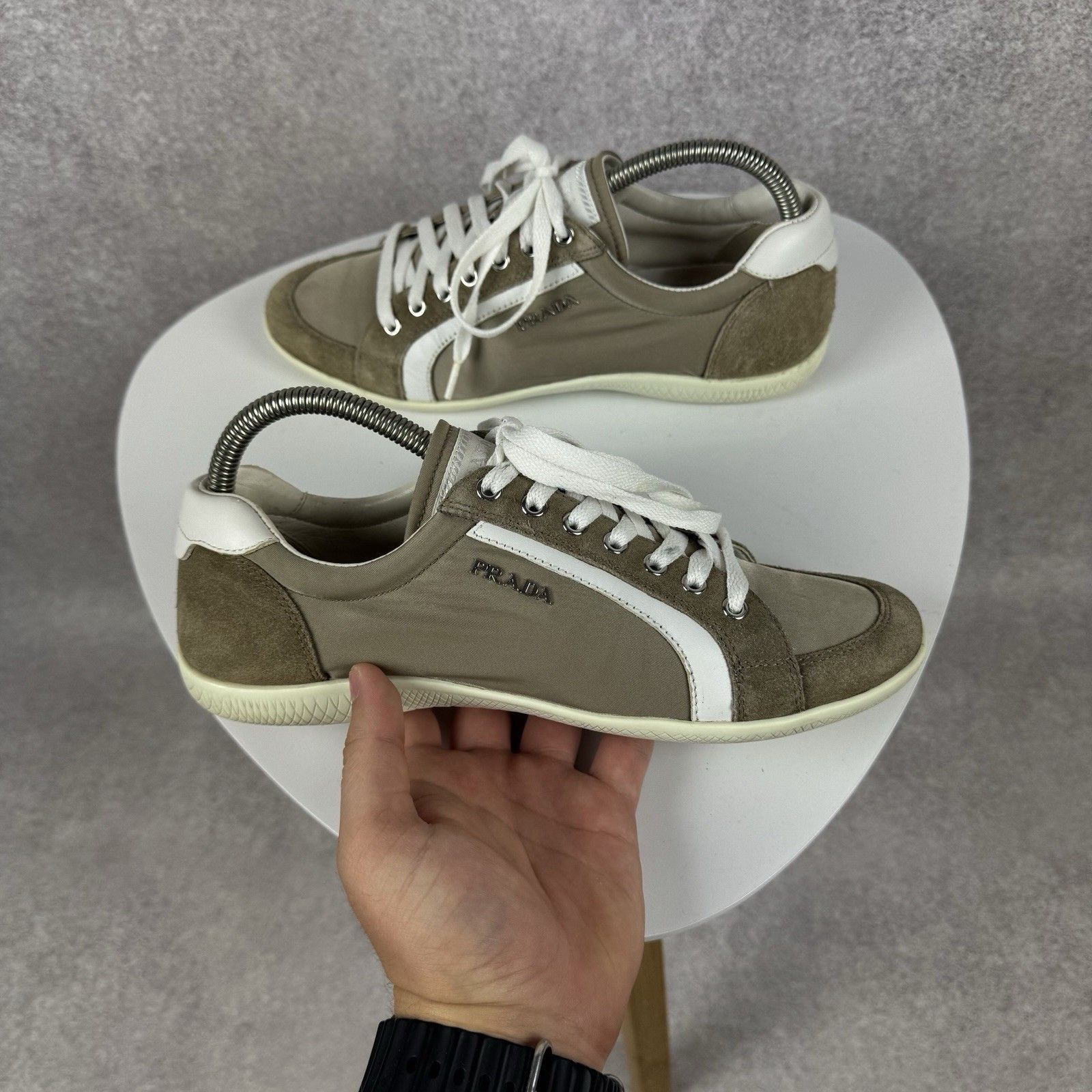 Prada Authentic Luxury Prada Saffiano Sneakers Shoes Woman 3E4890 Size US 8 / IT 38 - 3 Thumbnail