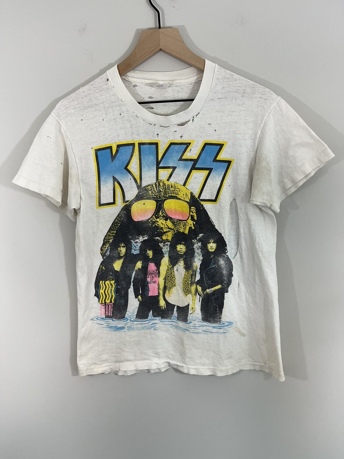 Vintage KISS Thrashed Single Stitch Rare Tour Band Tee Size US M / EU 48-50 / 2 - 1 Thumbnail