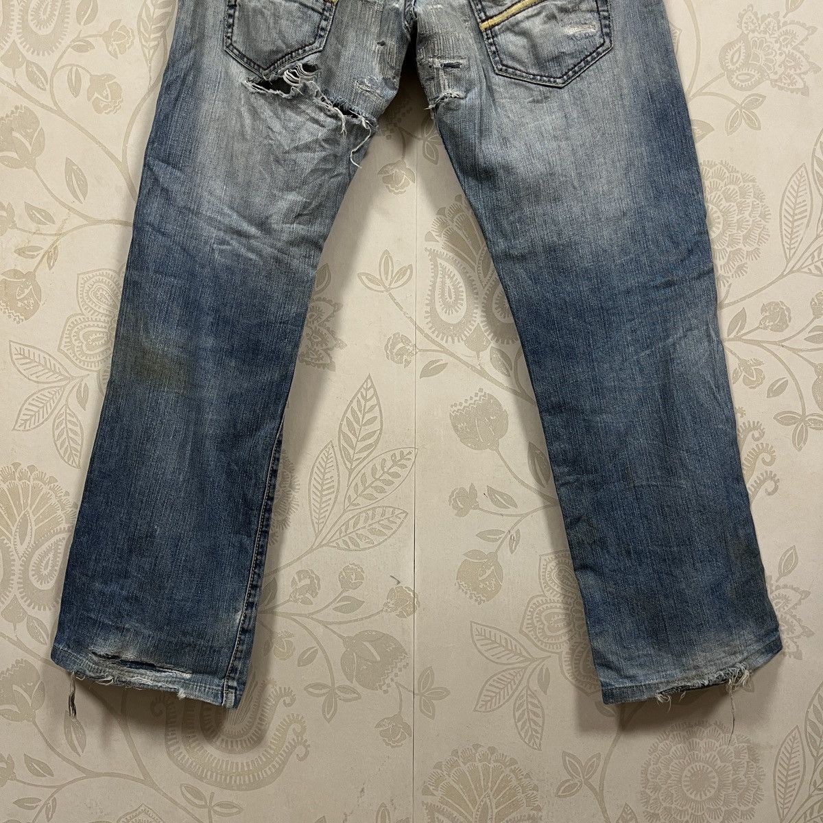 Armani × If Six Was Nine Ripped Distressed Armani Jeans Faded Blue Size US 33 - 14 Thumbnail