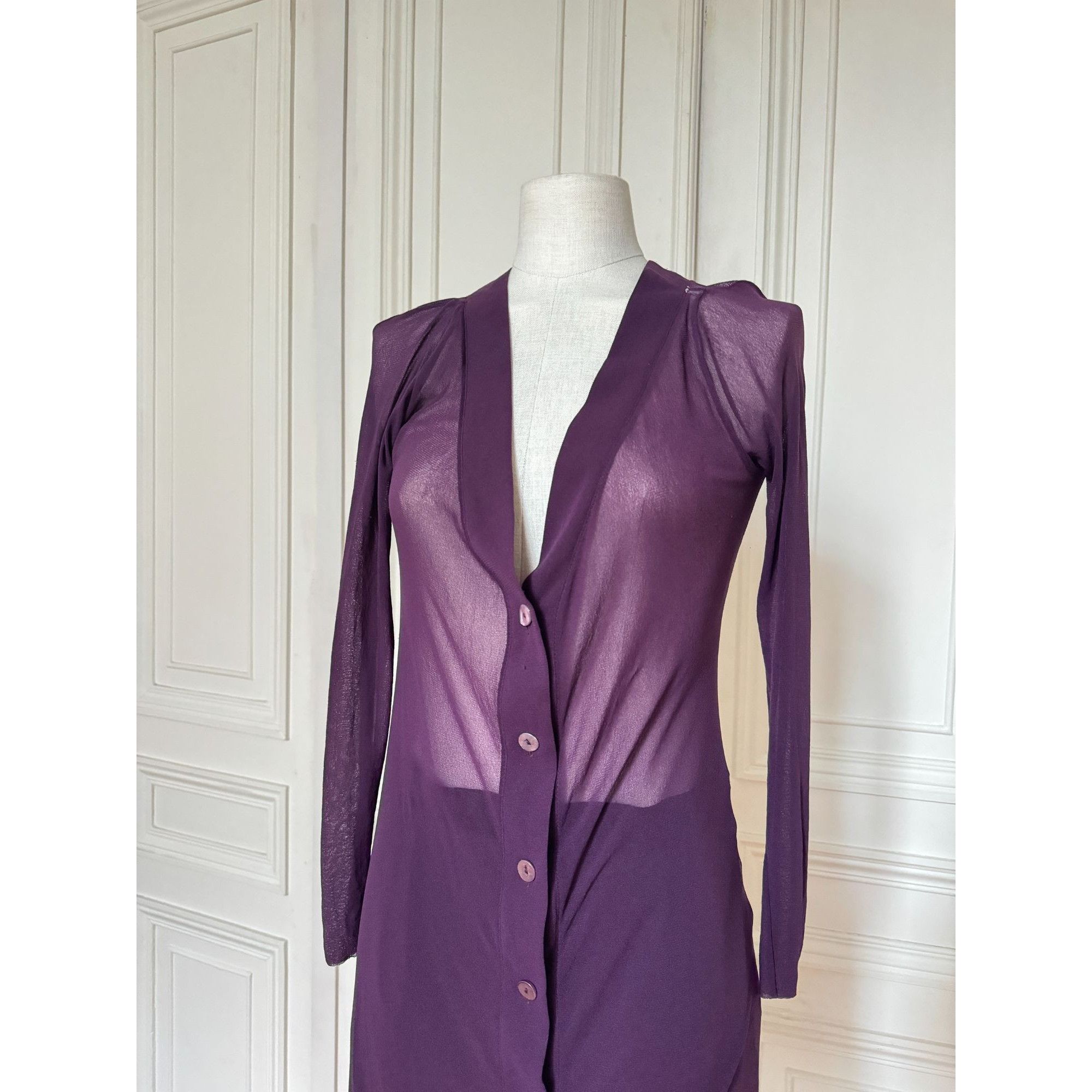 Jean Paul Gaultier Jean Paul Gaultier Maille Vintage Purple Mesh Long Cardigan Size M / US 6-8 / IT 42-44 - 3 Thumbnail