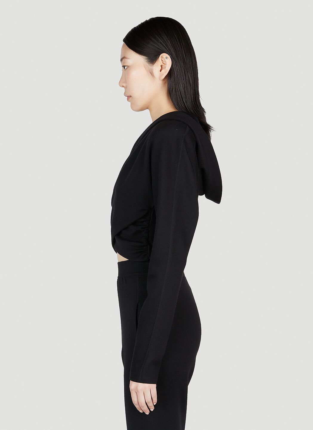 Saint Laurent Paris o1s1wg110425 740464 Hooded Top in Black Size S / US 4 / IT 40 - 4 Thumbnail