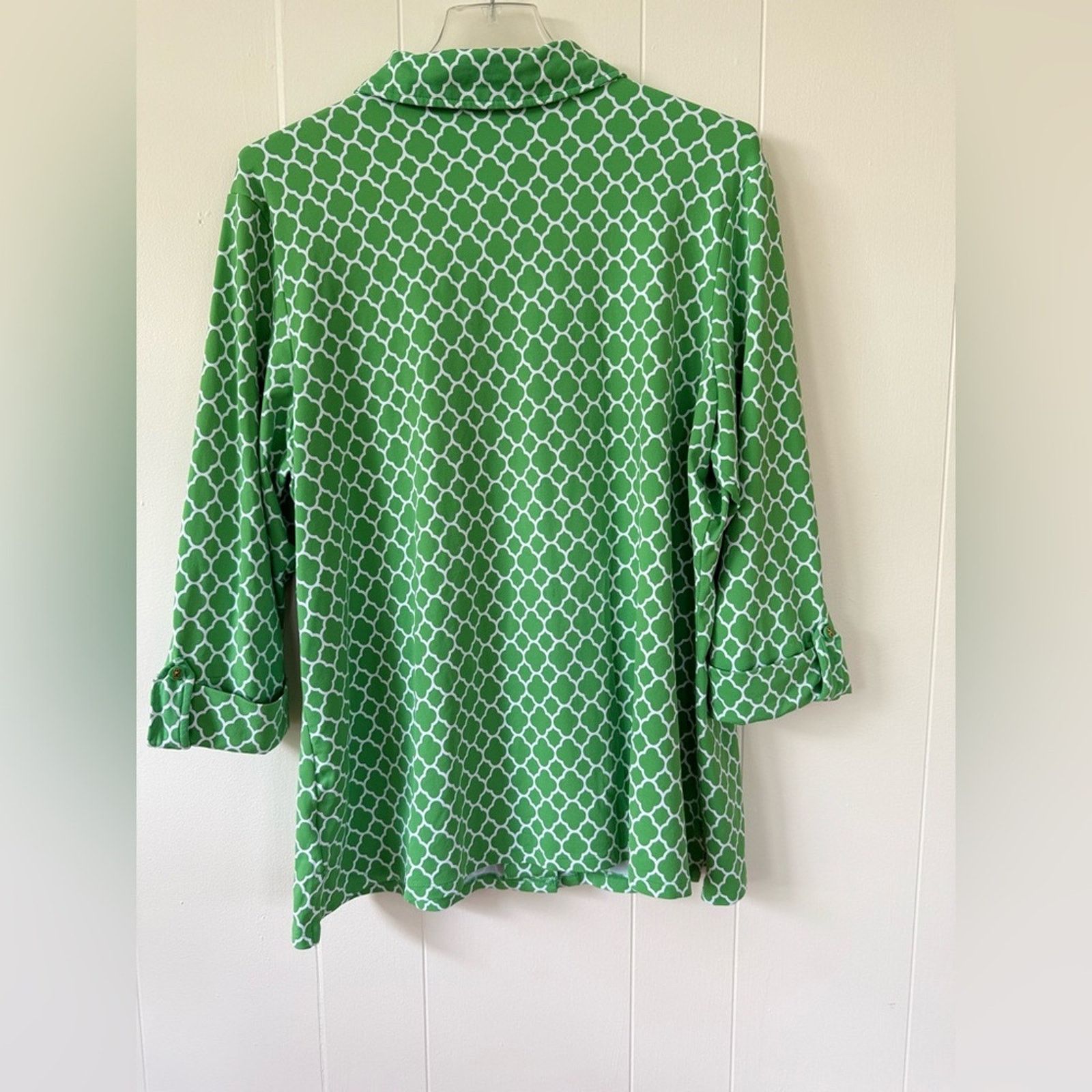Other Vintage Charter Club Women’s 3x Green & White Button-Down Size 3XL / US 20-22 - 3 Thumbnail