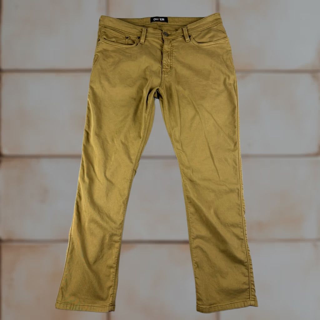 DUER Duer Pants Mens 36x28 Brown Relaxed Taper Anti-Bact Chino Lyocell Tapered Button Inseam 28in Size US 36 / EU 52 - 1 Thumbnail