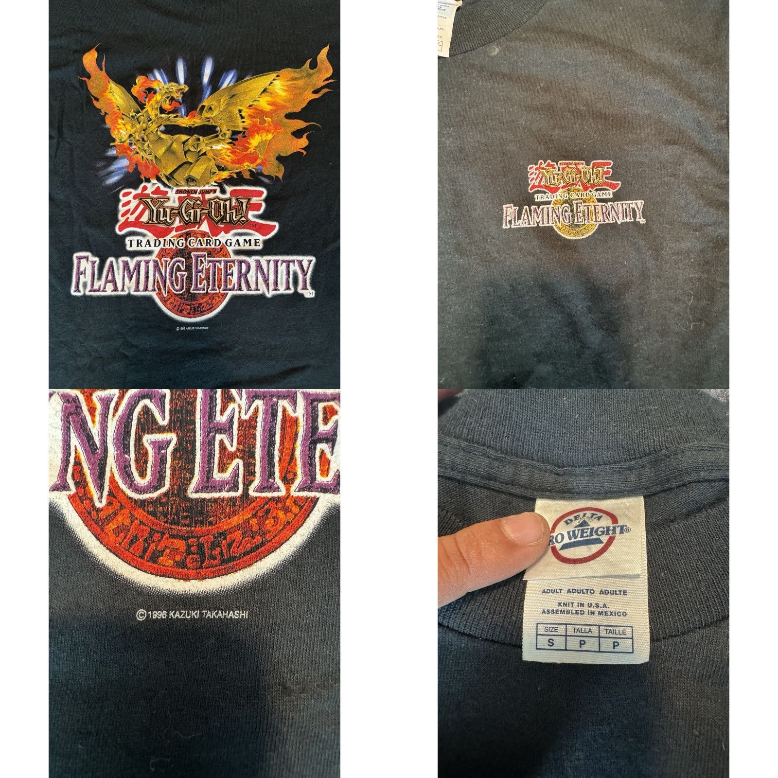 Vintage VINTAGE Yugioh TCG Promo Shirt Adult Small 1996 Konami Flaming Eternity HTF Black Cotton Crew Neck Short Sleeve Men Size US S / EU 44-46 / 1 - 8 Thumbnail