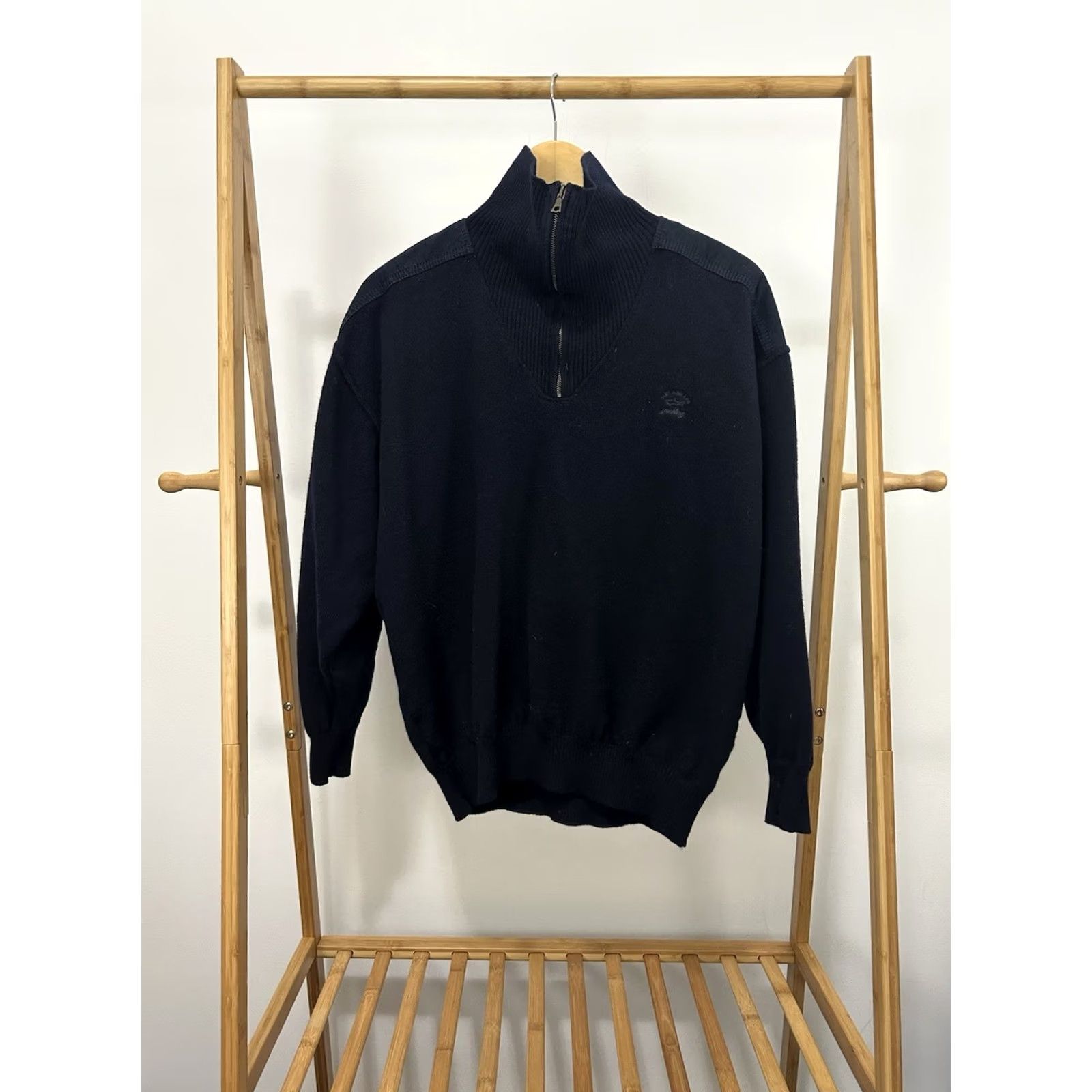 Paul & Shark Paul Shark Yachting Navy Wool 1/4 Zip Shoulder Elbow Patches Pullover XL Men Sweater Blue Leather? Size US XL / EU 56 / 4 - 2 Thumbnail
